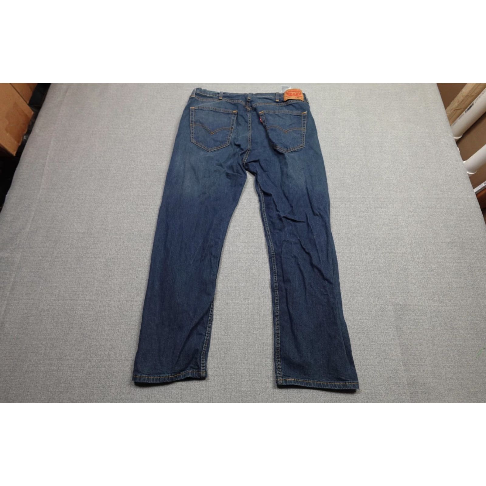 Levi's Levi's 505 Jeans Mens 38x30 Blue Denim Stretch Dark Wash Straight 5-Pocket Zip Fly Leather Patch Cotton Blend Vintage No Size US 38 / EU 54 - 4 Thumbnail