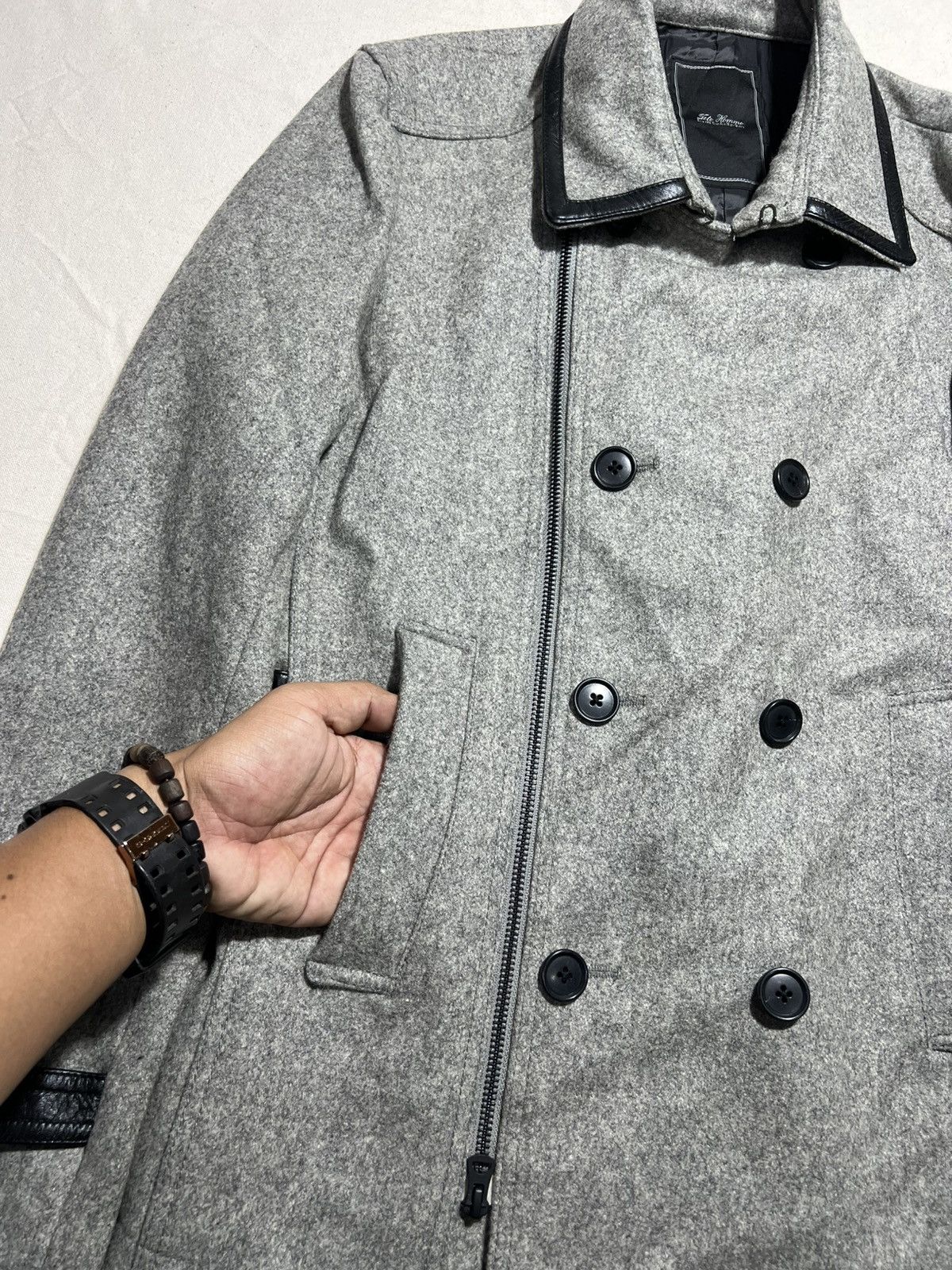 Tete Homme Tête Homme wool-blend double-breasted peacoat with zipper Size US M / EU 48-50 / 2 - 7 Thumbnail