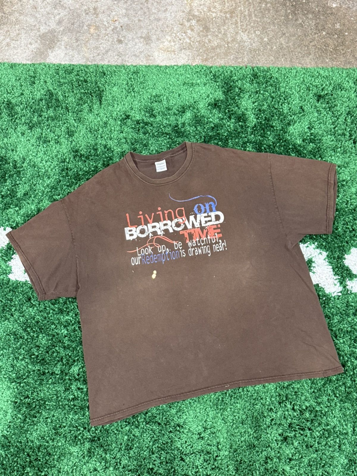 Vintage Vintage Y2K Borrowed Time Grunge Bleach Black Distressed Tee Size US XXL / EU 58 / 5 - 1 Thumbnail