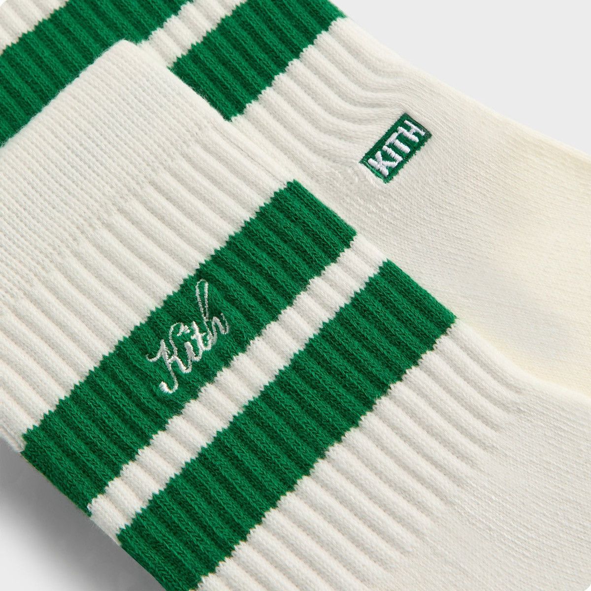 Kith Kith 3-Pack Striped Mid Crew White Socks Embroidered Logo Size ONE SIZE - 3 Thumbnail