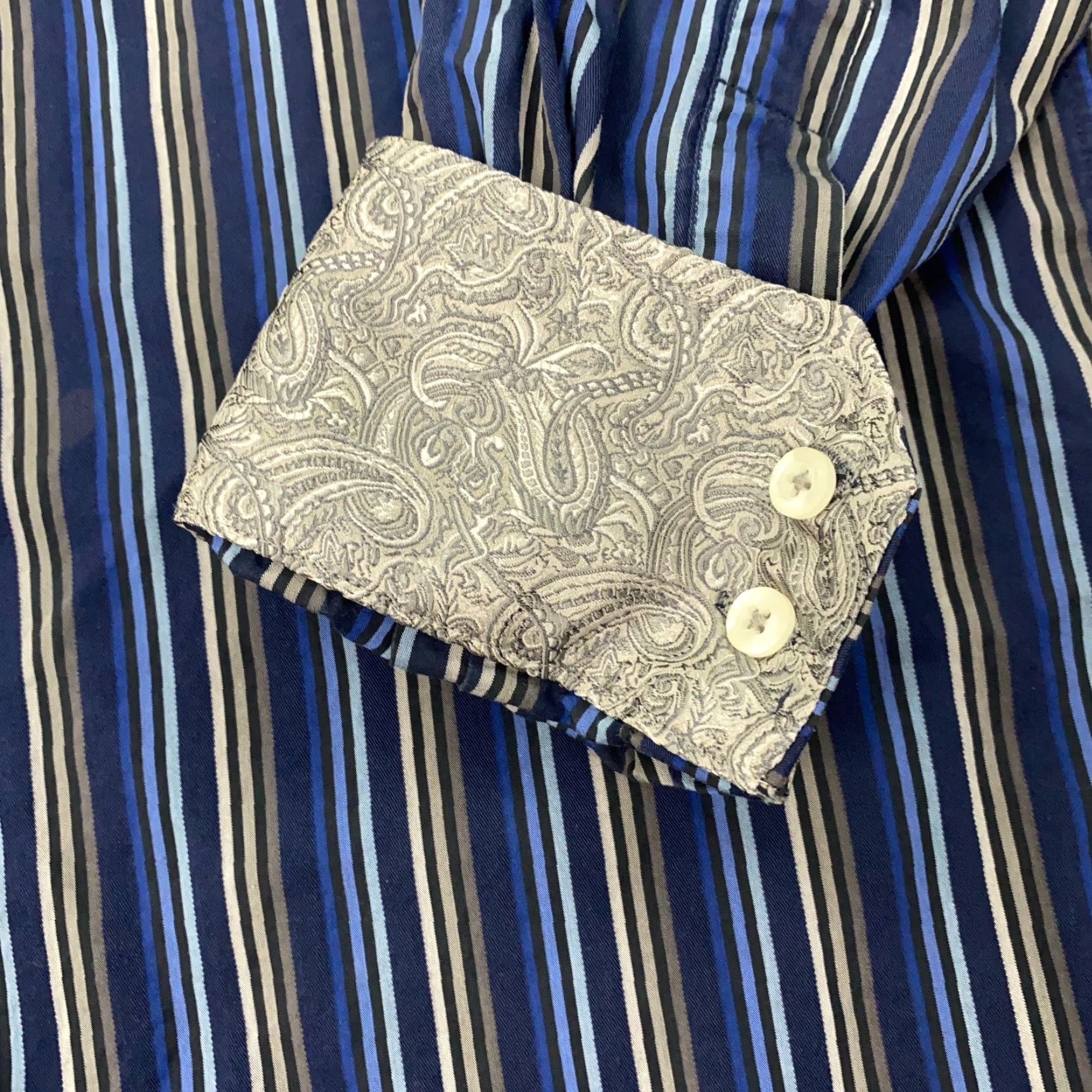English Laundry English Laundry Classic Collection Shirt Mens Size 15 1/2 Blue Striped Flip Cuff Size US M / EU 48-50 / 2 - 3 Thumbnail