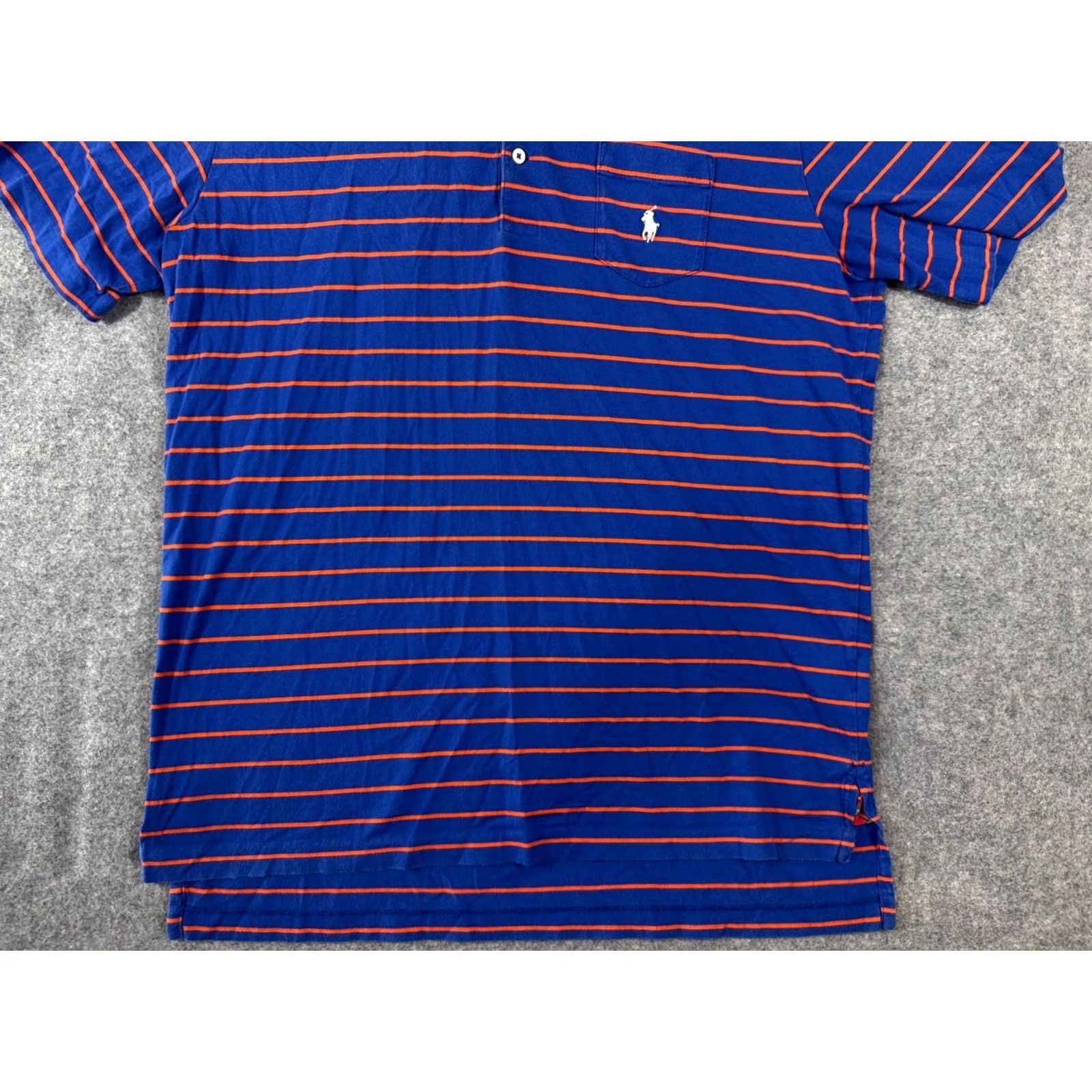 Polo Ralph Lauren Polo Ralph Lauren Polo Shirt Mens L Blue Orange Striped Logo Short Sleeve Vintage Lisle Size US L / EU 52-54 / 3 - 4 Thumbnail
