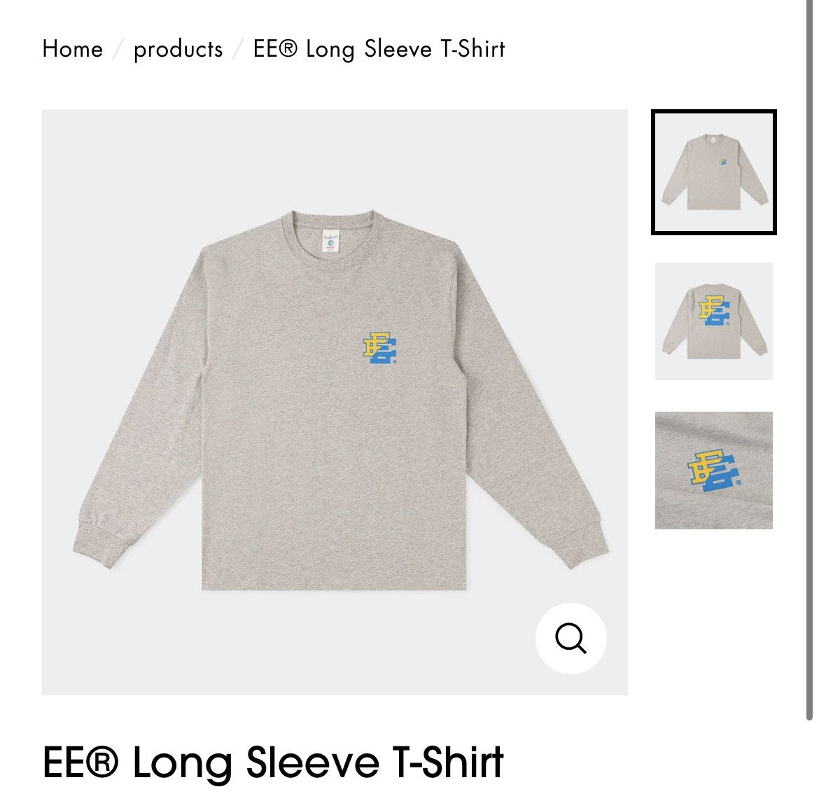 image of Eric Emanuel Grey W Baby Blue & Yellow Ee Long Sleeve Shirt, Men's (Size Large)