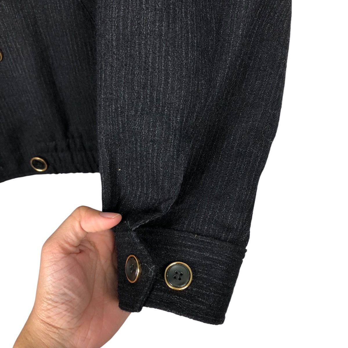 Japanese Brand 📌Vtg Wool Bomber Jacket Herringbone Unbranded Issey Miyake Size US M / EU 48-50 / 2 - 16 Thumbnail