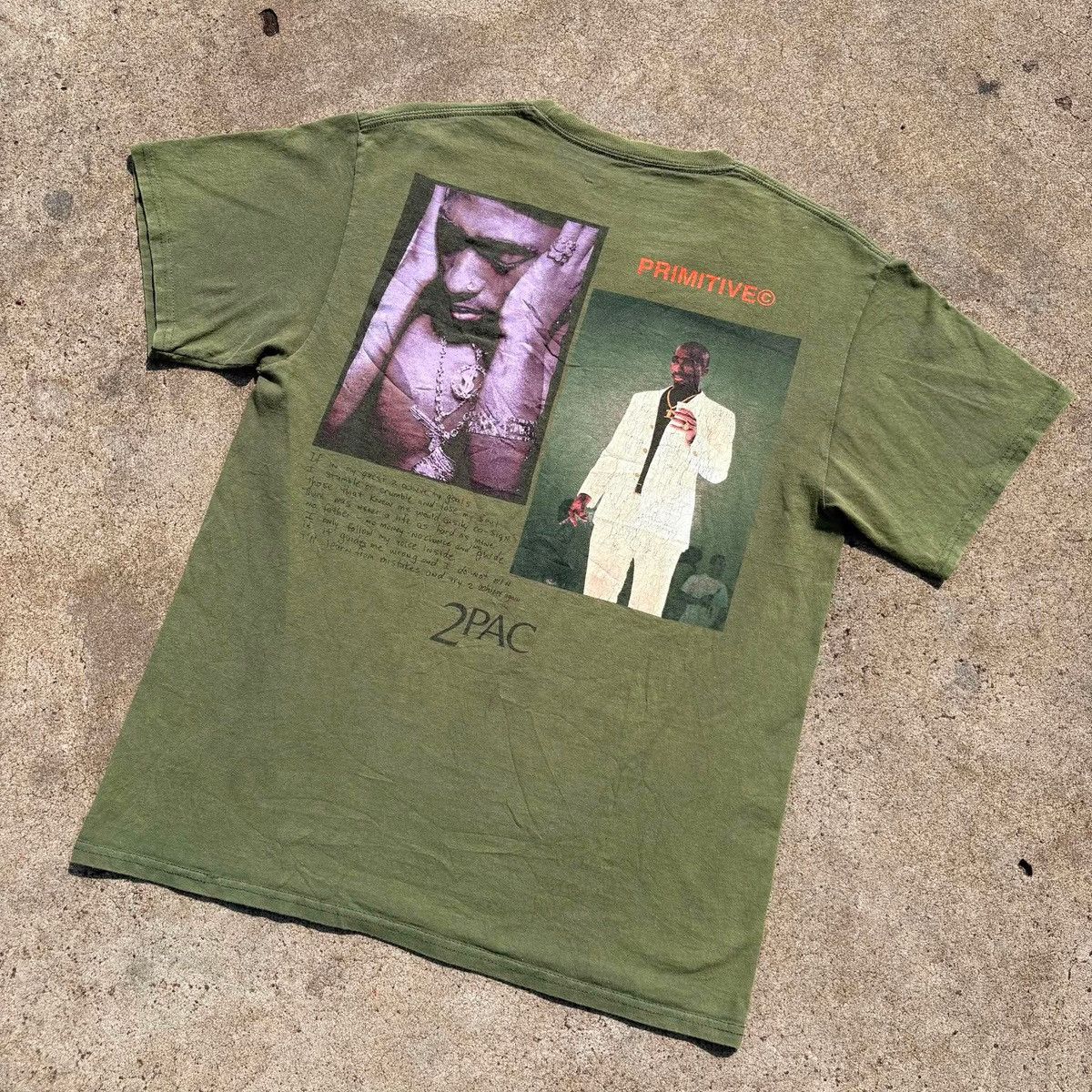 Vintage PRIMITIVE X TUPAC VOICE MILITARY GREEN 2PAC T-SHIRT Size US M / EU 48-50 / 2 - 7 Thumbnail