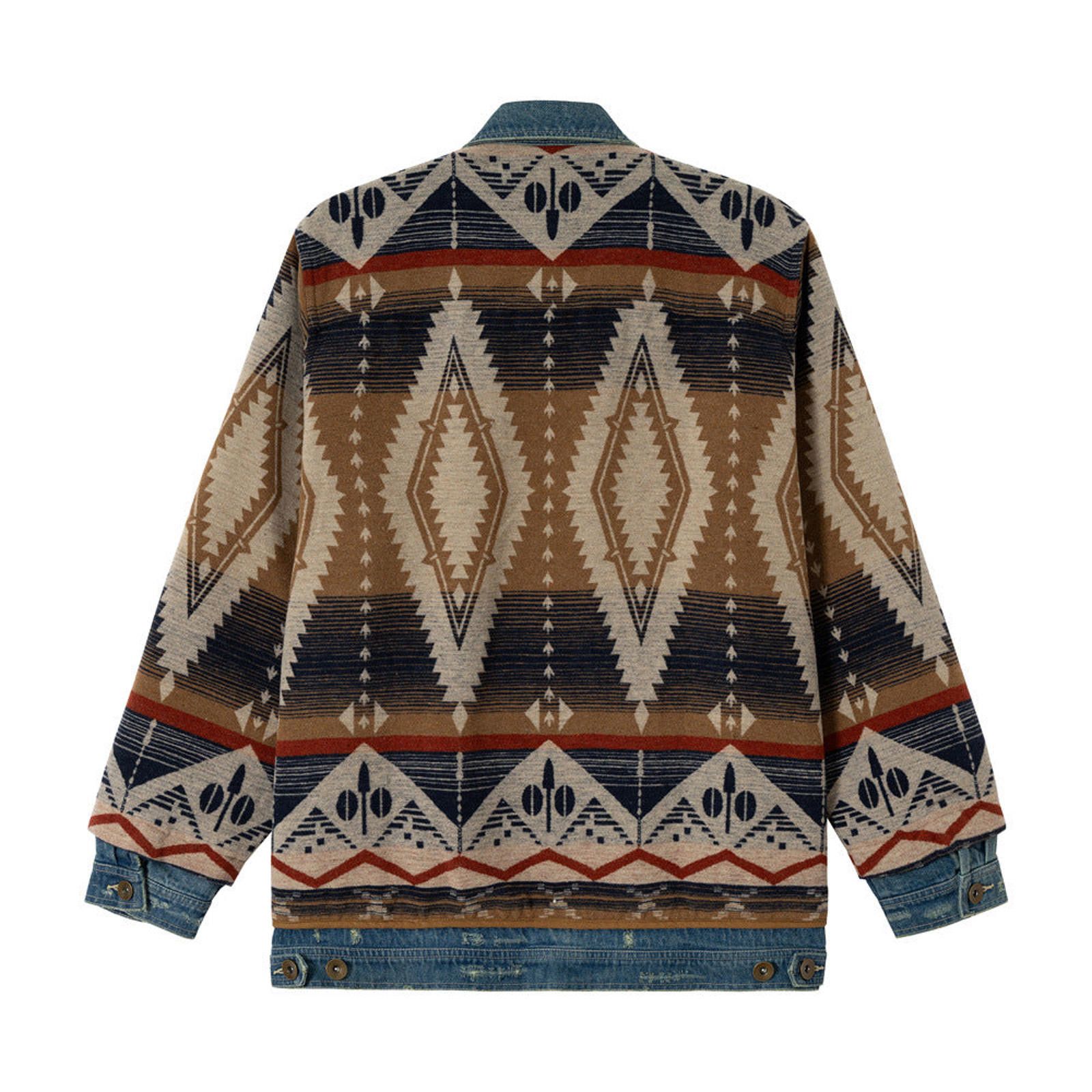 Japanese Brand Southwestern Patterned Denim Jacket with Button Closure Size US L / EU 52-54 / 3 - 5 Thumbnail