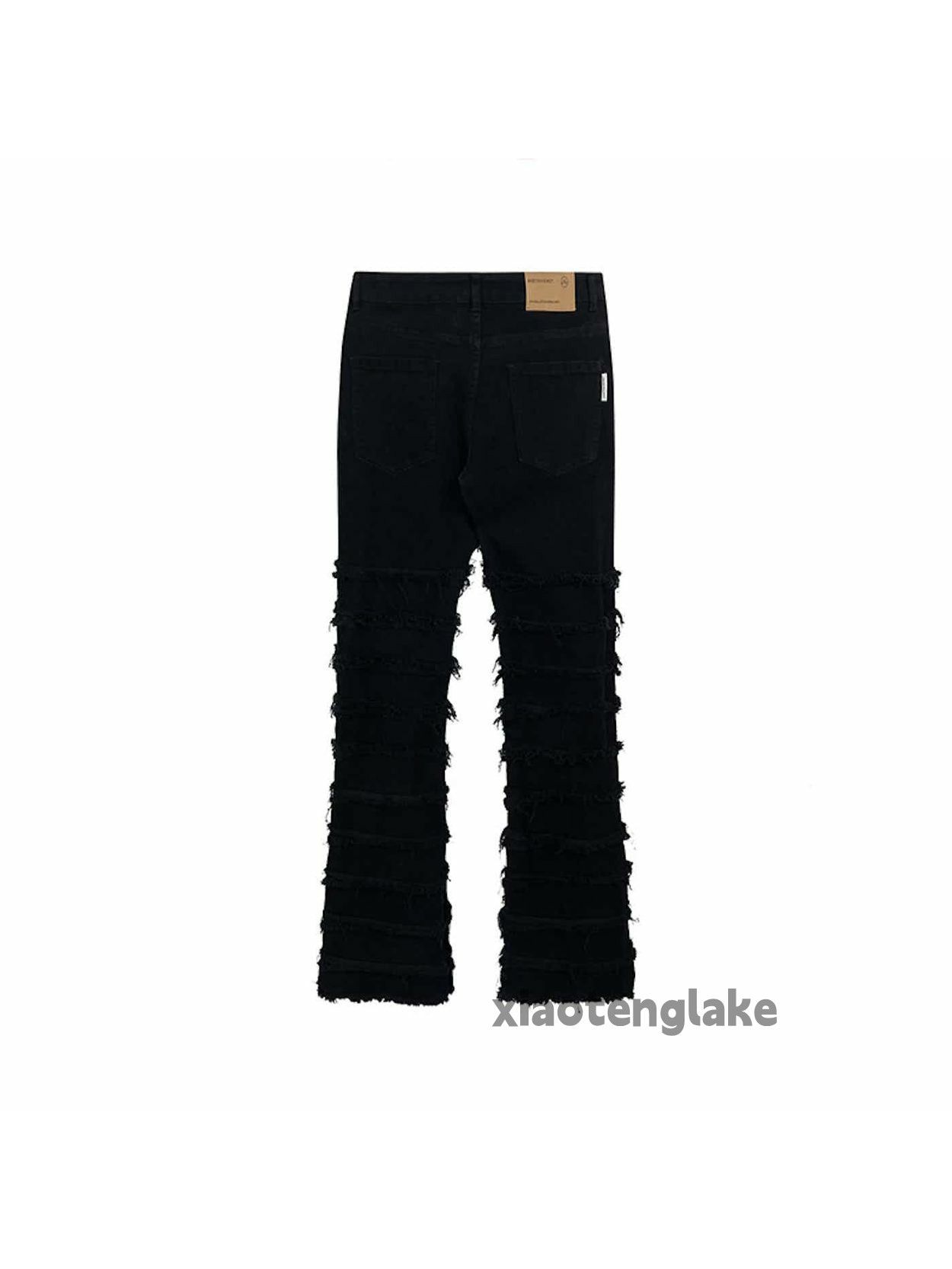 washed faded punk grunge ripped damaged flared jeans