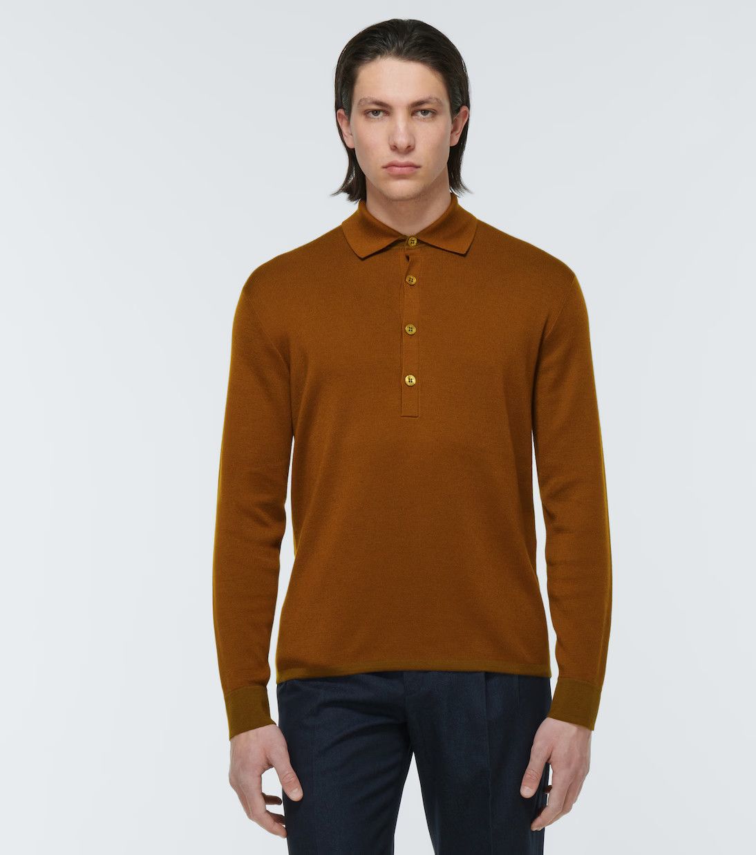 Loro Piana o1w1db10724 Cashmere and Silk Polo Sweater in Brown Size US XL / EU 56 / 4 - 3 Thumbnail