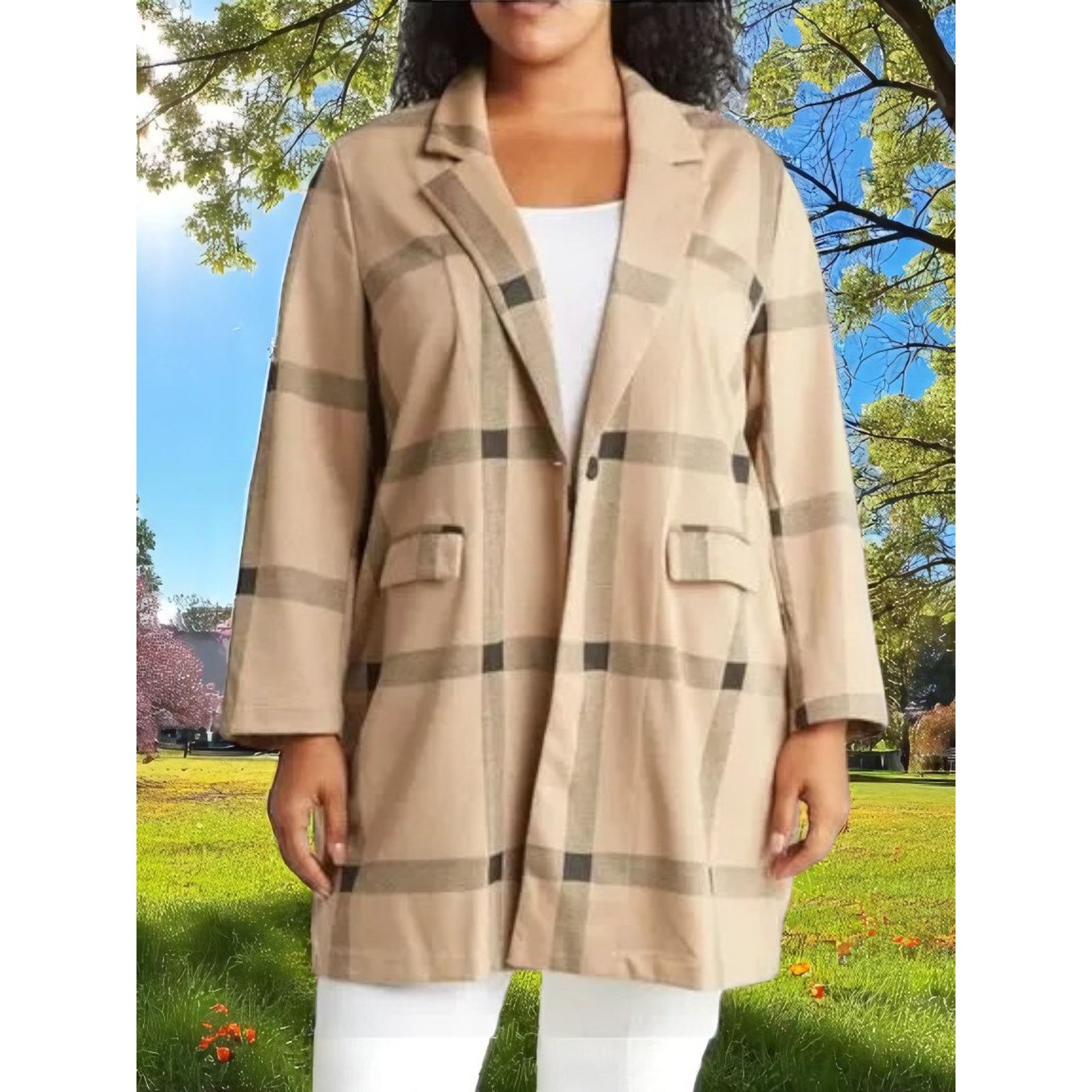 Sanctuary Sanctuary Catalina Camel Plaid Coat - Size 1X - NWOT Size XL / US 12-14 / IT 48-50 - 8 Thumbnail