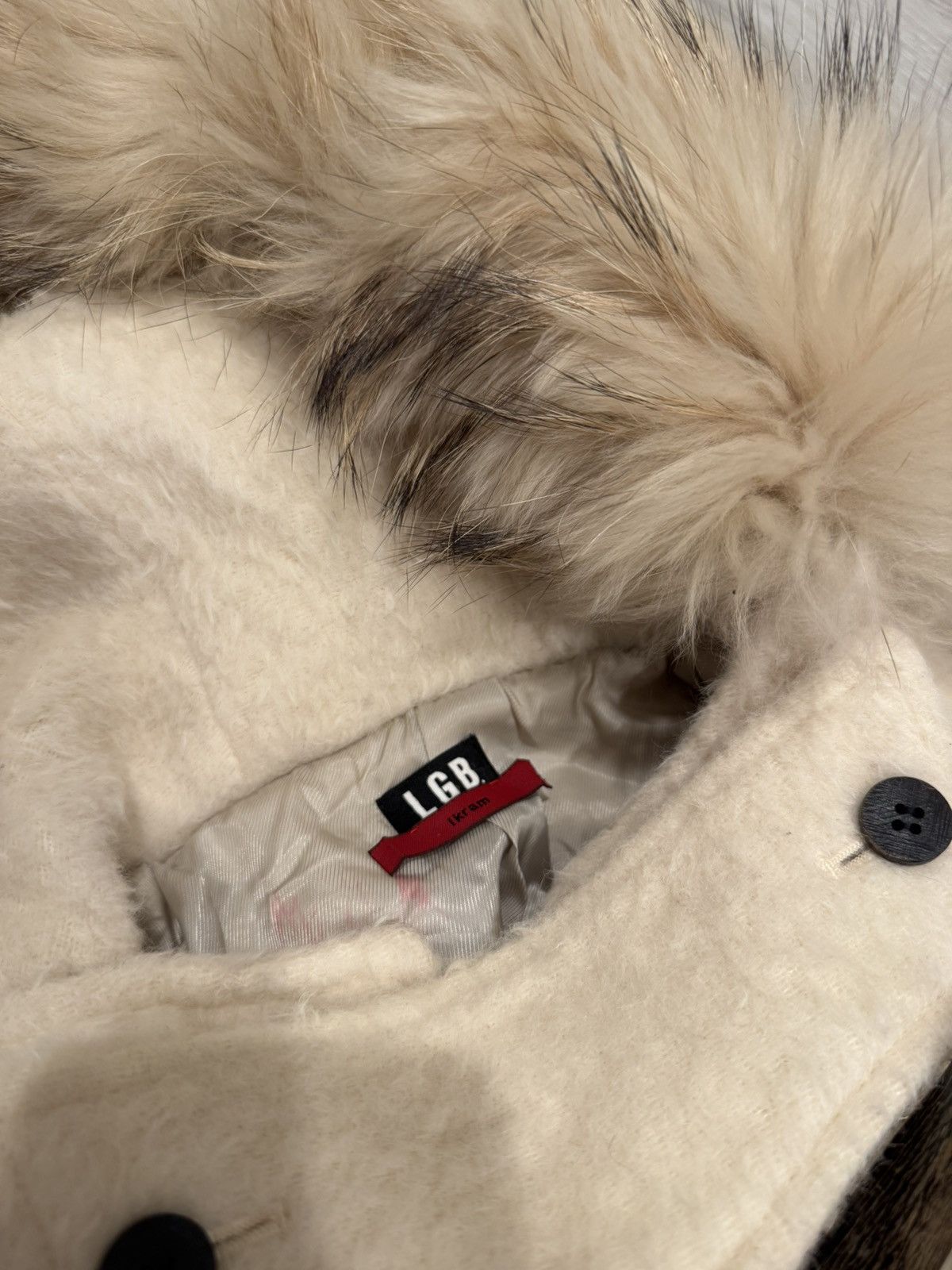 Le Grande Bleu (L.G.B.) lgb fox fur alpaca wool duffle coat/dx 06203f!! Size US S / EU 44-46 / 1 - 6 Thumbnail