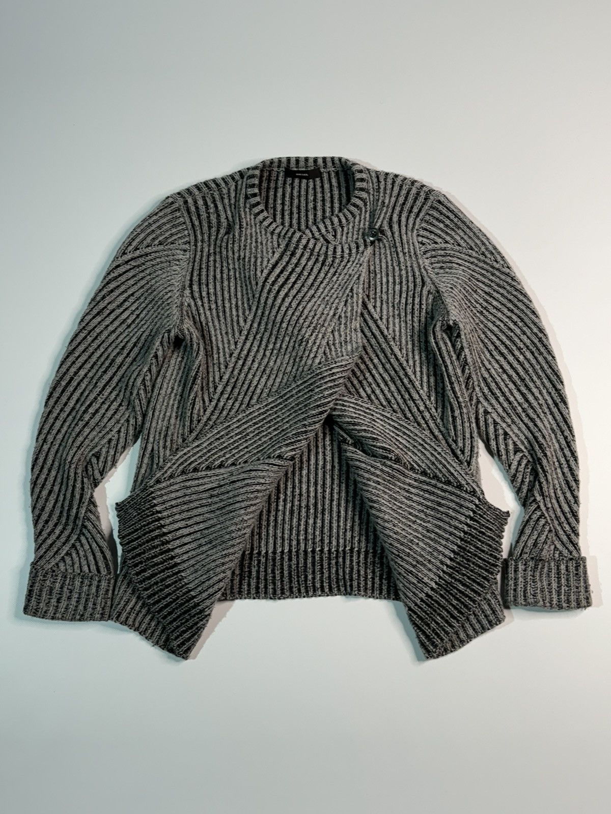 image of Vintage Assymetrical Avant Garde Diesel Layer Knit 90's Y2K in Grey, Men's (Size Medium)