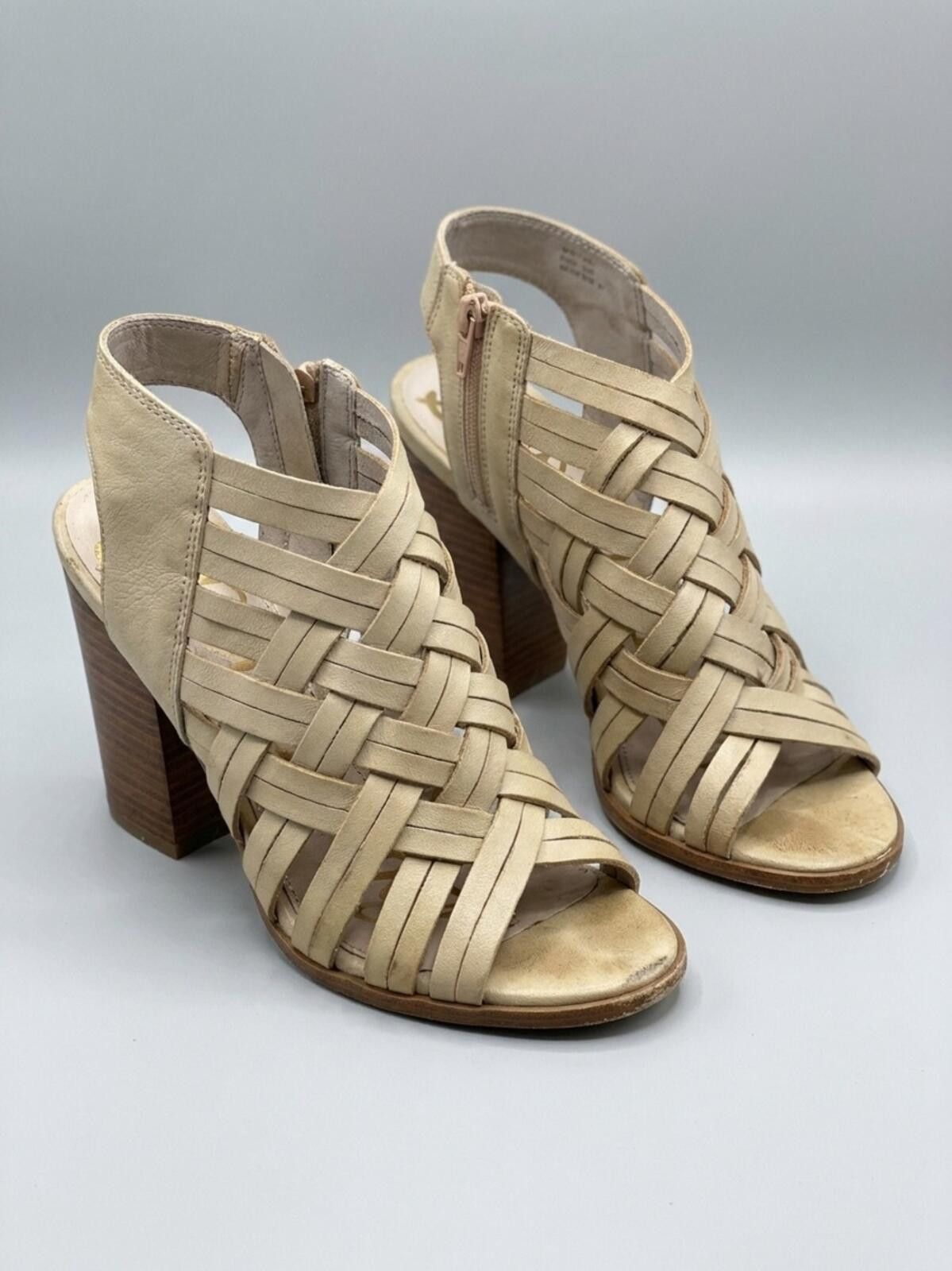 Other Woven Open-Toe Block Heel Sandals - Beige Size US 6 / IT 36 - 1 Thumbnail