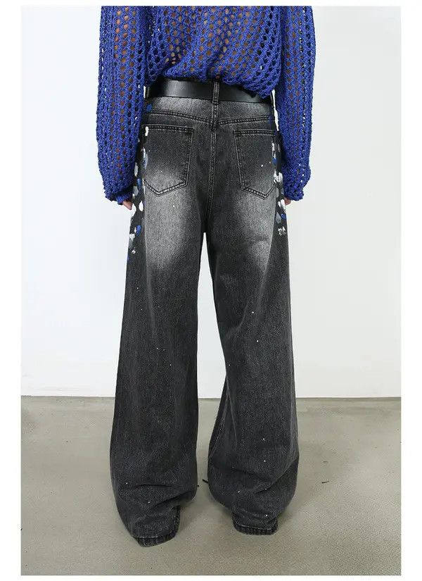 Japanese Brand Men's street retro washed ink-splashed trendy jeans Size US 32 / EU 48 - 6 Thumbnail