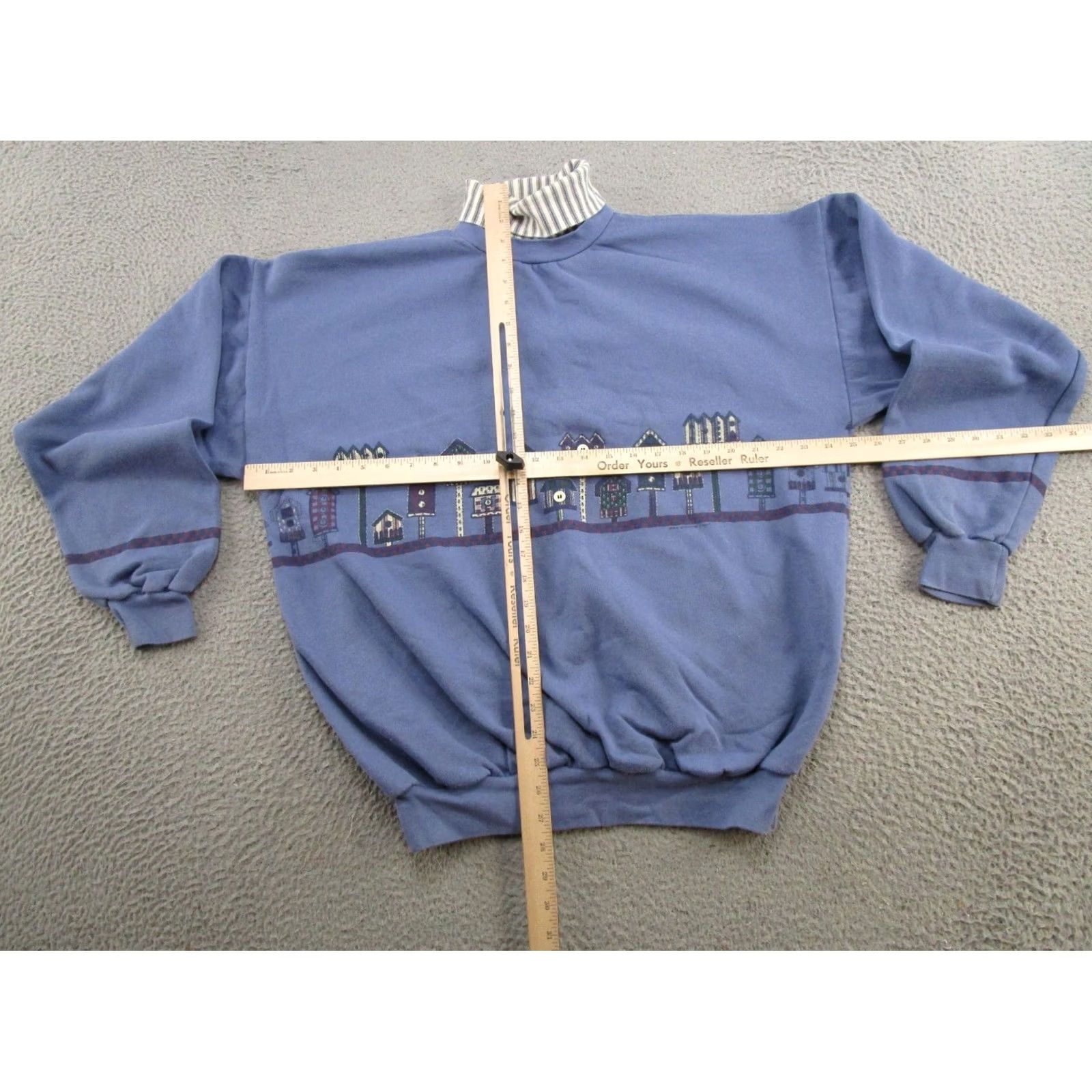 Vintage Art Unlimited Bird Horse Wrap Around Turtleneck Sweatshirt XL Women Vintage Blue 90s United States Made Pullover Winter Fall Mens Womens Boys Girls Size XL / US 12-14 / IT 48-50 - 5 Thumbnail