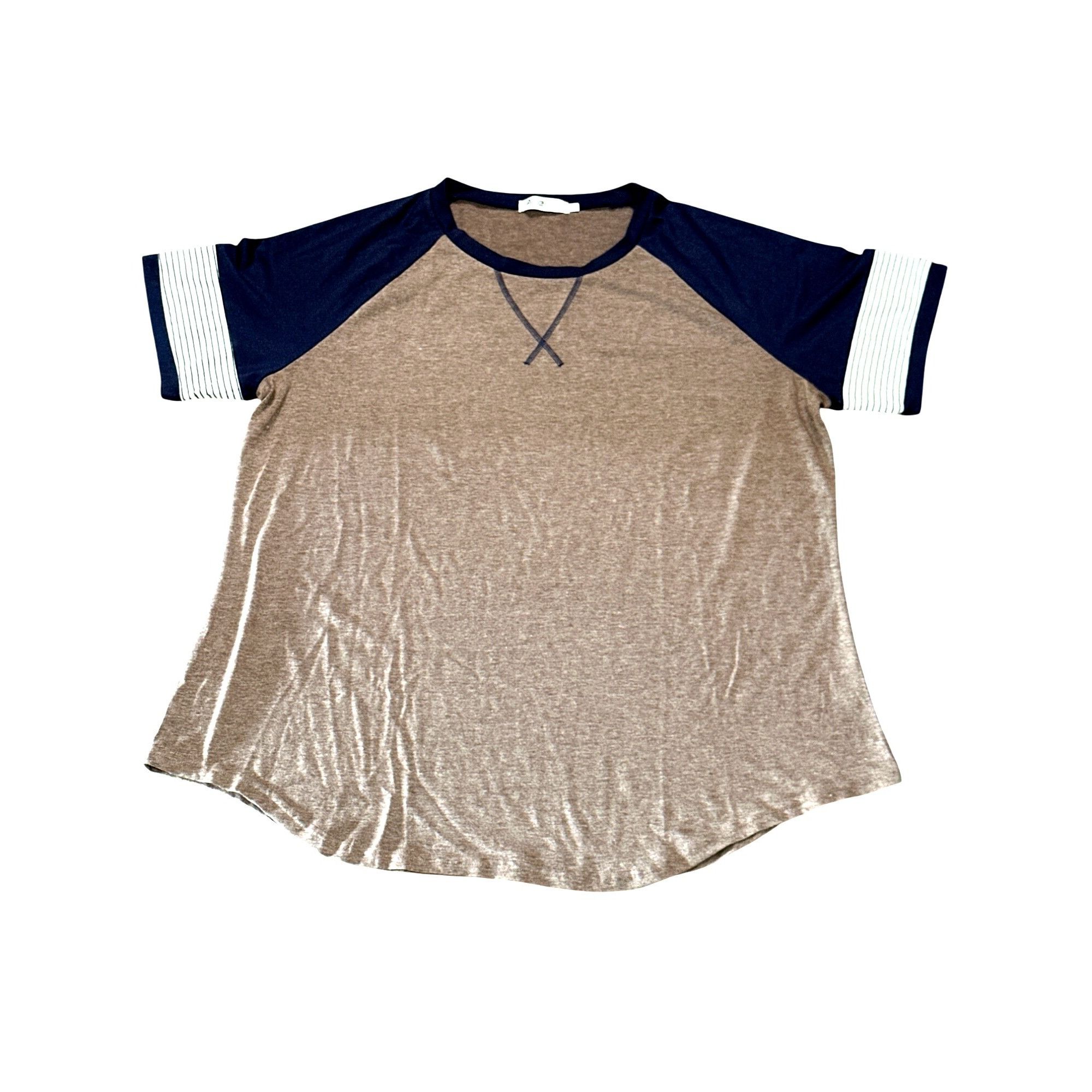 Other Adibosy Brown Navy Raglan Dressy Tunic Tee Shirt Dress Strip Size XXL / US 16-18 / IT 52-54 - 11 Thumbnail