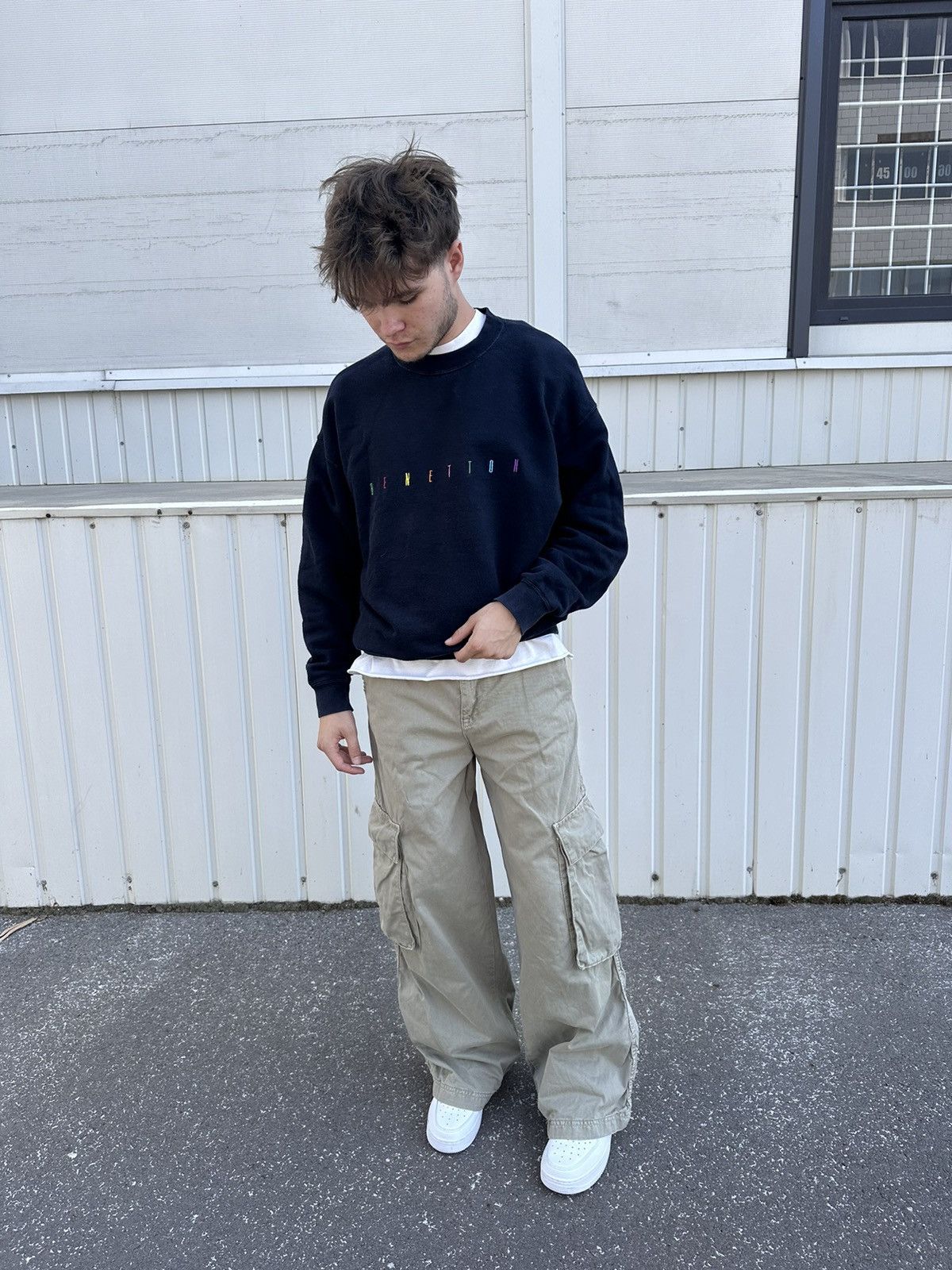 image of United Colors Of Benetton x Vintage Benetton Baggy Sweatshirt in Navy, Men's (Size Medium)