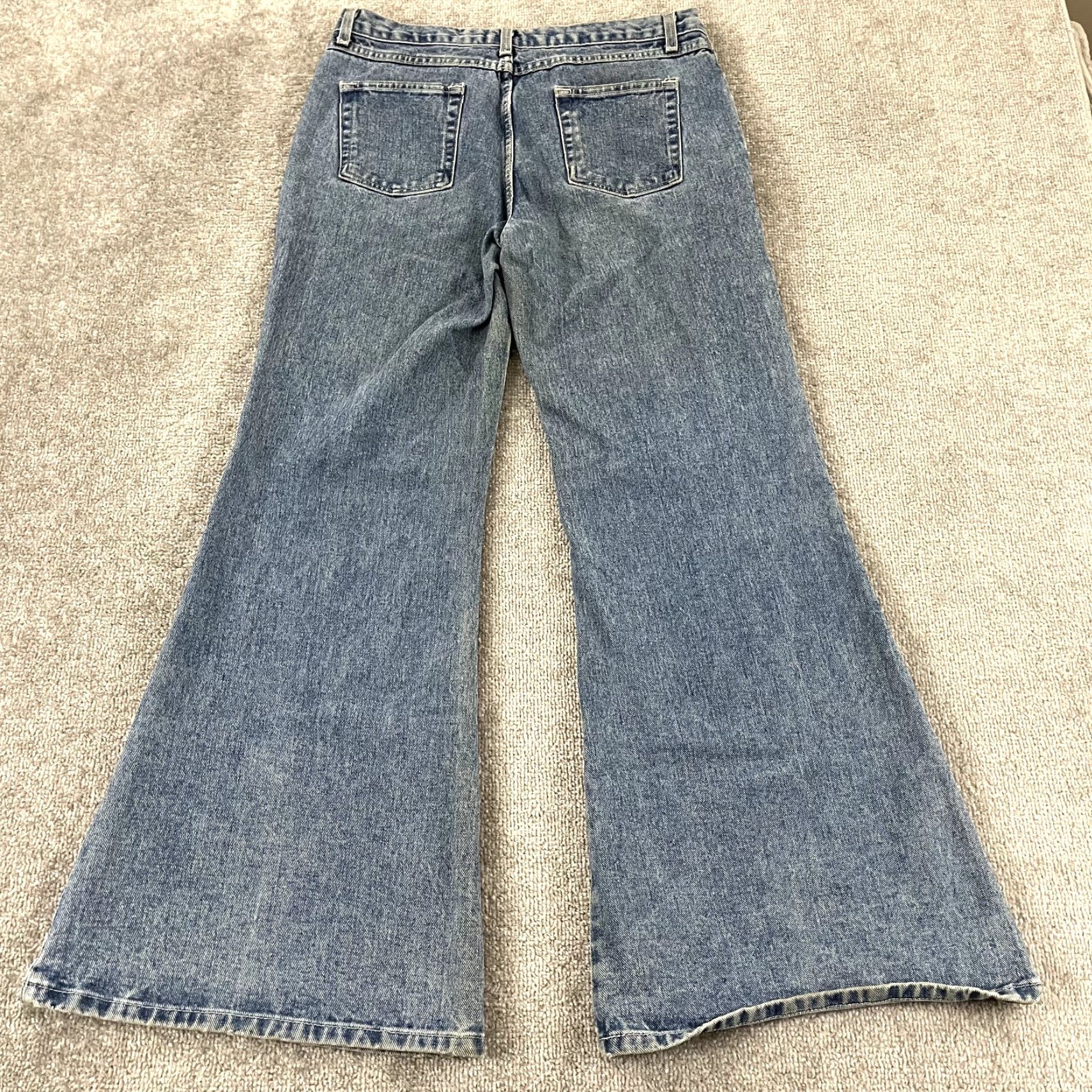 Denime NOTHING Jeans Womens Blue Wide Flared Denim USA Flag Patriotic Y2K 14 Regular Jeans Women's Size 14 Blue USA Patch? Size 36" / US 14 / IT 50 - 3 Thumbnail