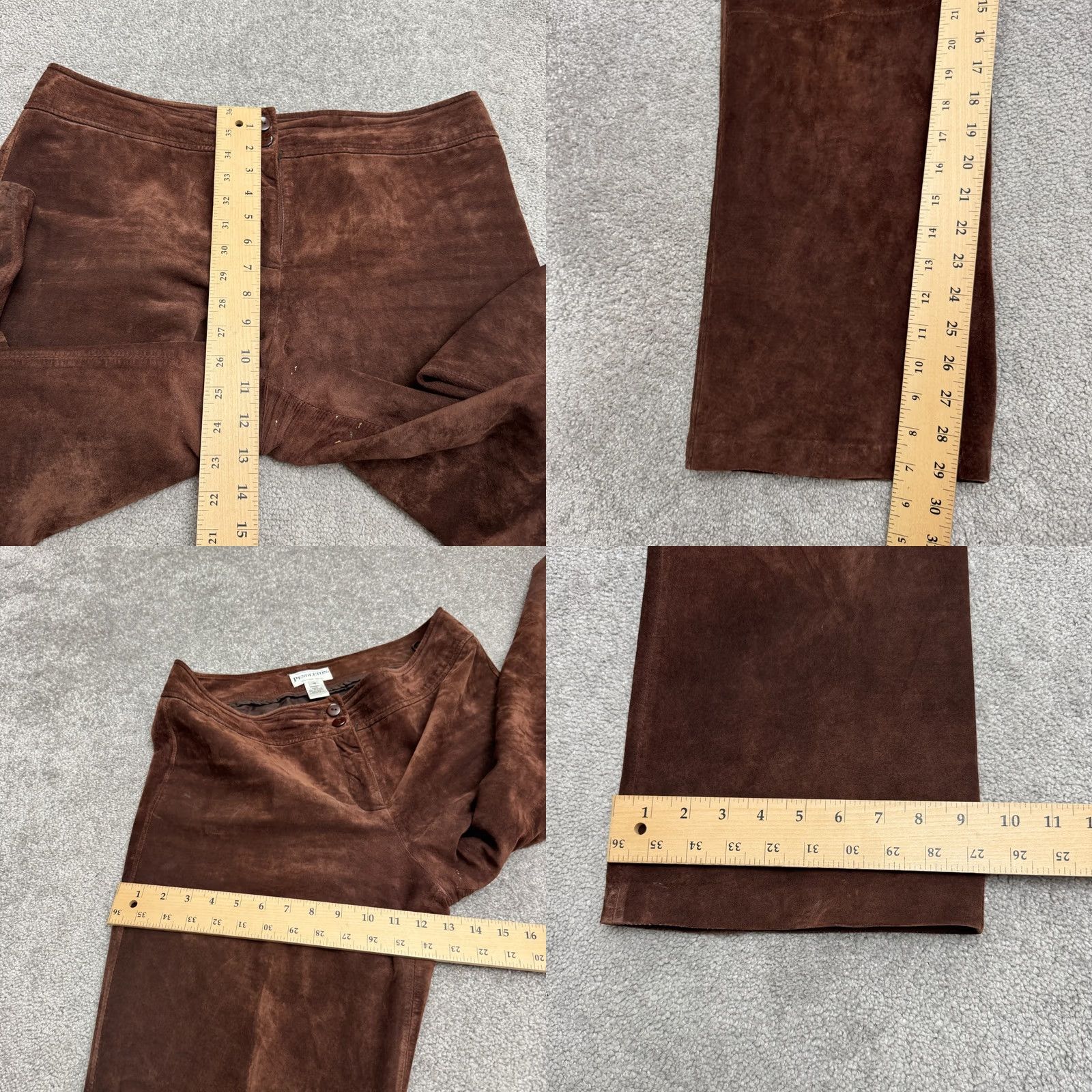 Pendleton VINTAGE Pendleton Suede Leather Pants Womens 12 Brown High Rise Straight Leg Chino 90s Retro Casual Workwear Womens Size 34" / US 12 / IT 48 - 9 Thumbnail