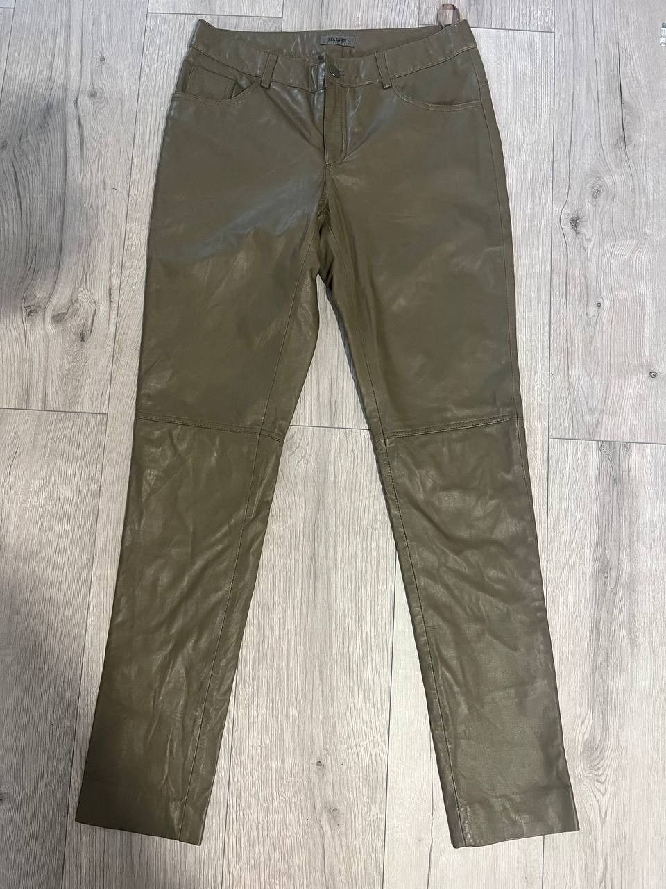Designer × Leather Malvin Hamburg Germany Womens Olive Leather Pants Size 27" / US 4 / IT 40 - 9 Thumbnail