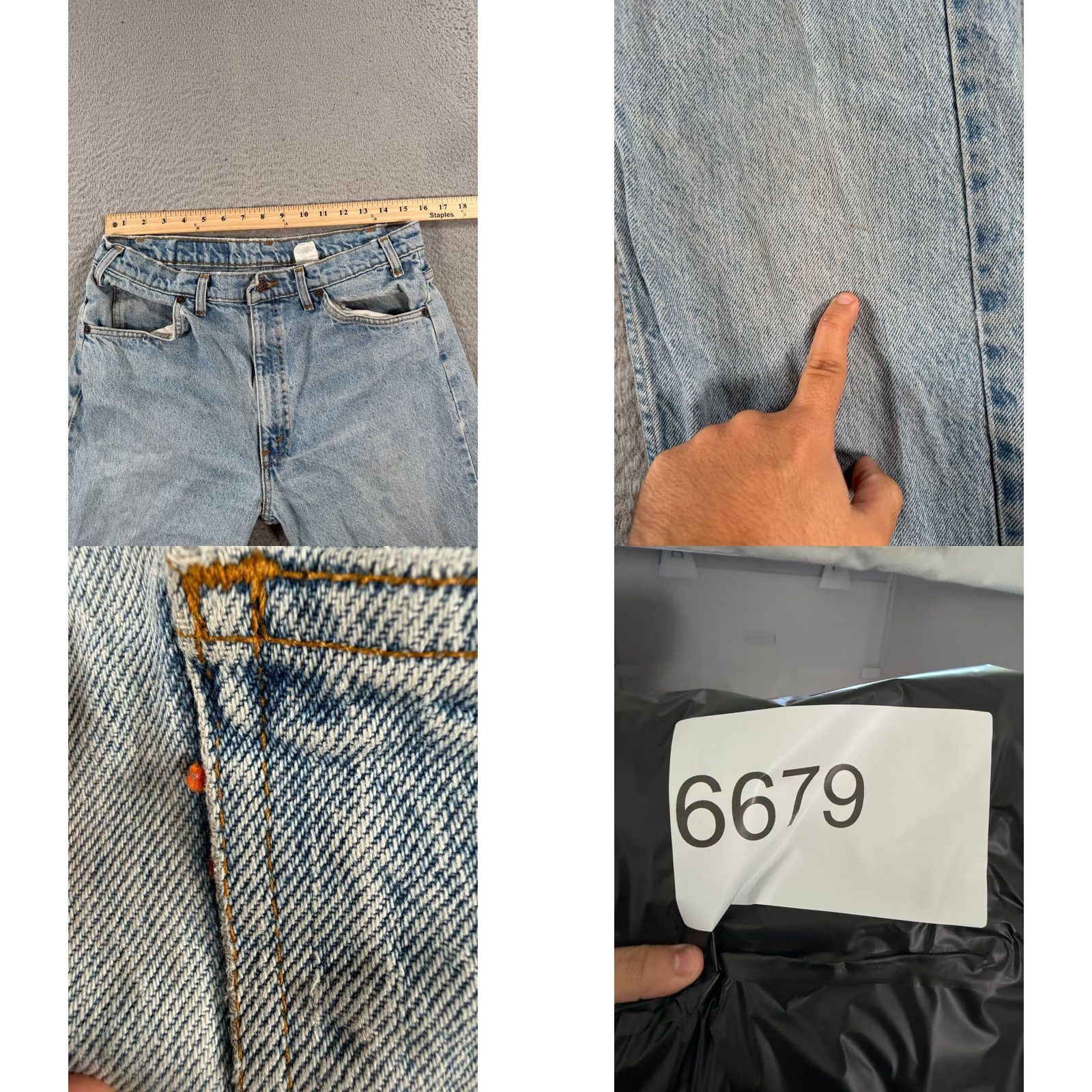 Levi's VINTAGE Levi’s 505 Jeans Men 32x30 Blue Denim Straight Logo Pockets 90s Orange Tab H Size US 34 / EU 50 - 9 Thumbnail