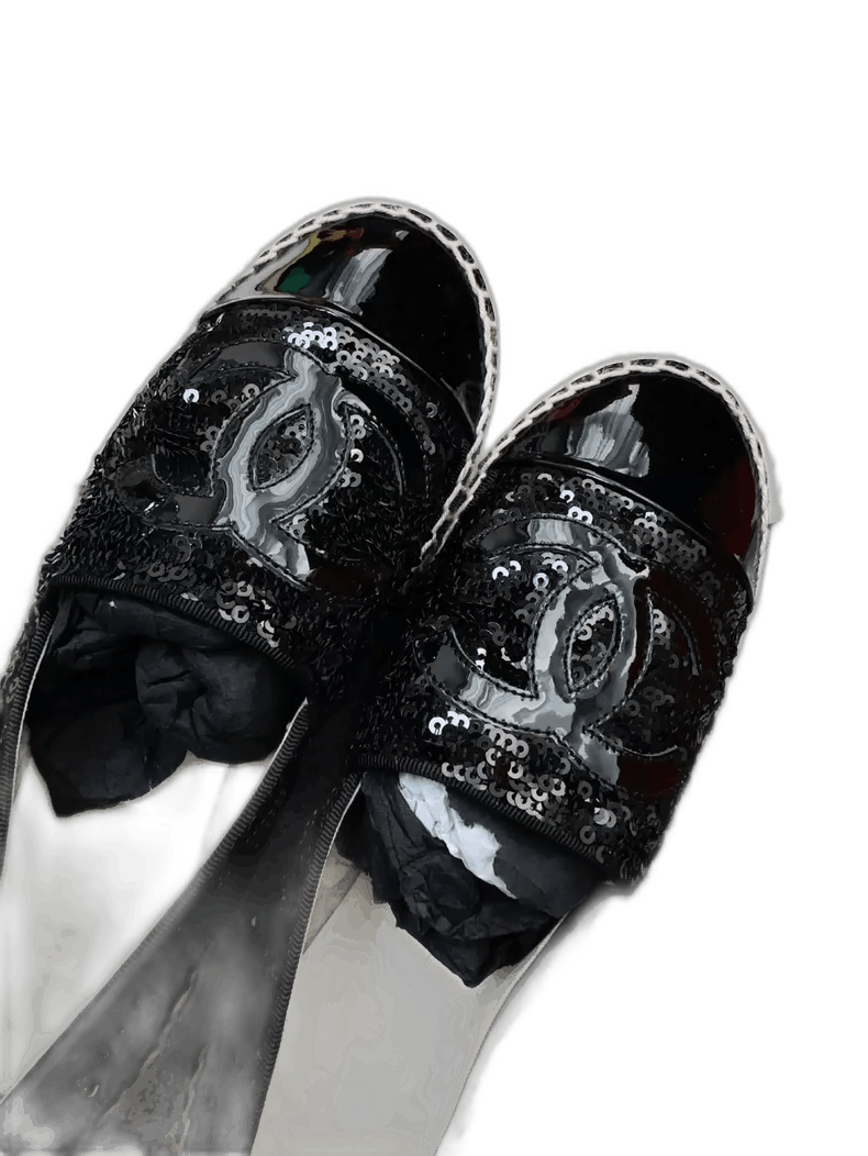 Chanel Chanel Black Sequin Fisherman Loafers Size 36 Size US 6 / IT 36 - 1 Thumbnail