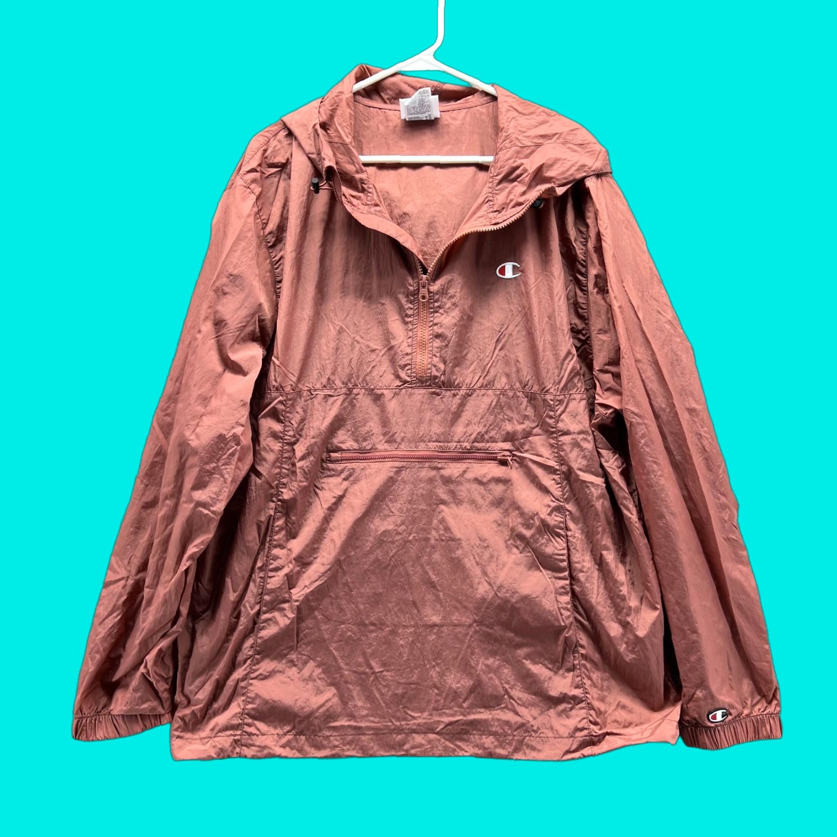 Champion VINTAGE Champion Jacket Anorak Hooded Windbreaker Sweatshirt 1/4 Zip Brown Large Men Size US L / EU 52-54 / 3 - 1 Thumbnail