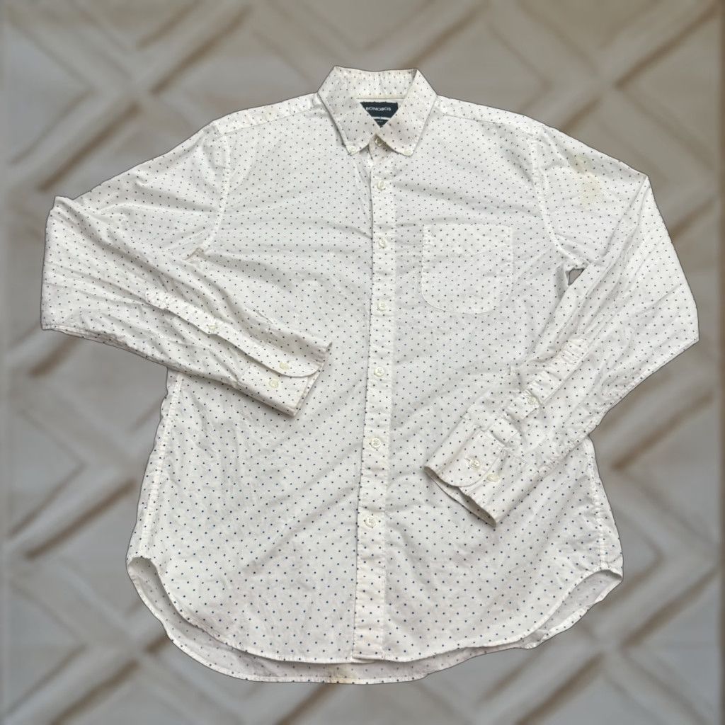 Bonobos Bonobos Button-Down Shirt Mens M White Cotton Slim Fit Polka Dot Size US M / EU 48-50 / 2 - 1 Thumbnail