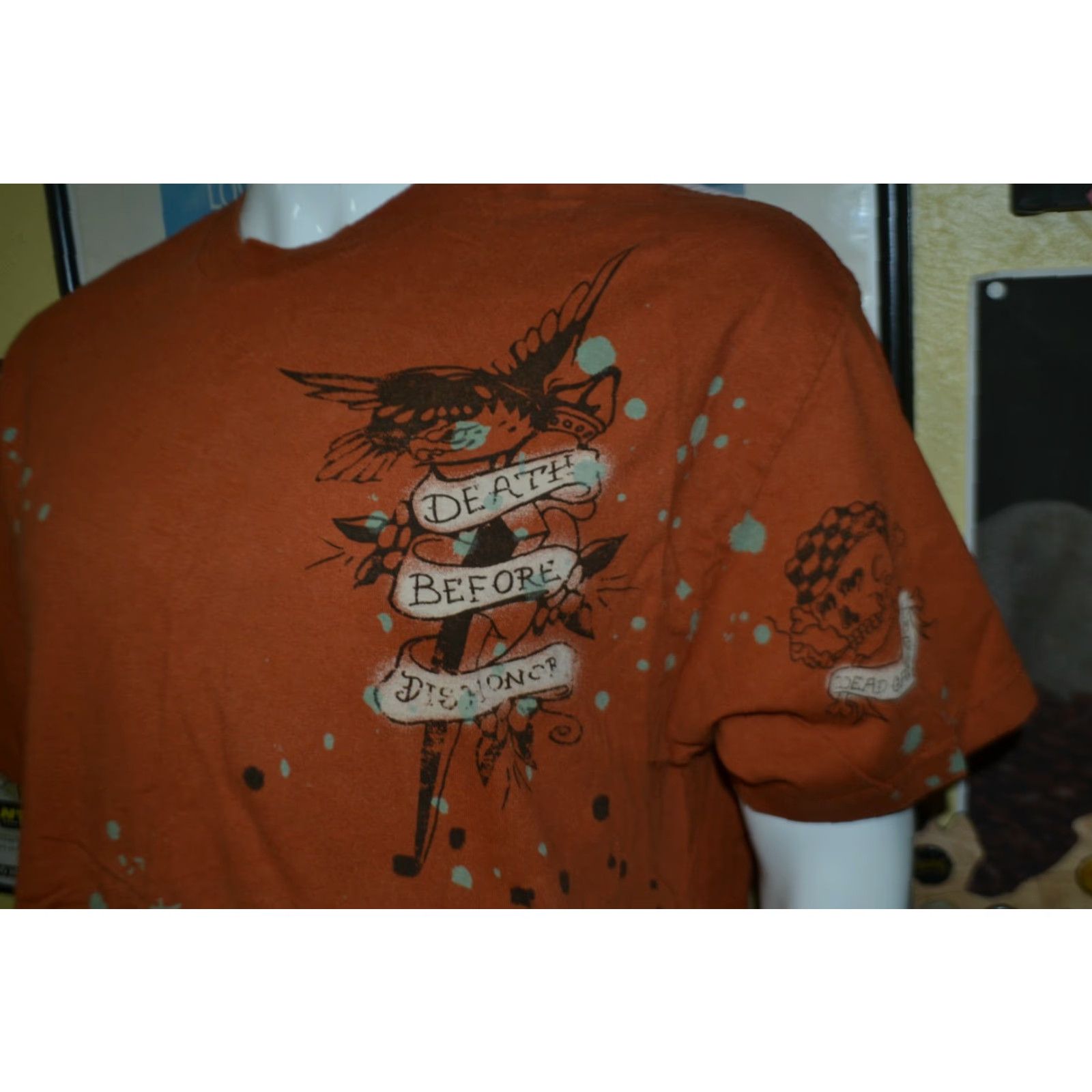 Vintage Death Before Dishonor Tattoo MMA T Shirt XL Men Brown 100% Cotton Alstyle Graphic Tee Short Sleeve Size US XL / EU 56 / 4 - 2 Thumbnail