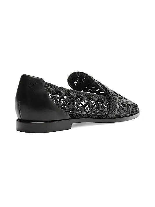 Alexandre Birman os11x1225 Jane Tresse Woven Leather Loafers in Black Size US 7 / IT 37 - 10 Thumbnail