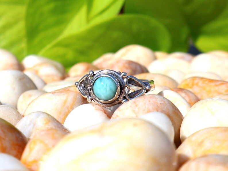 Handmade Handmade Larimar Ring, 925 Sterling Silver Ring, Women Gifts Size ONE SIZE - 3 Thumbnail
