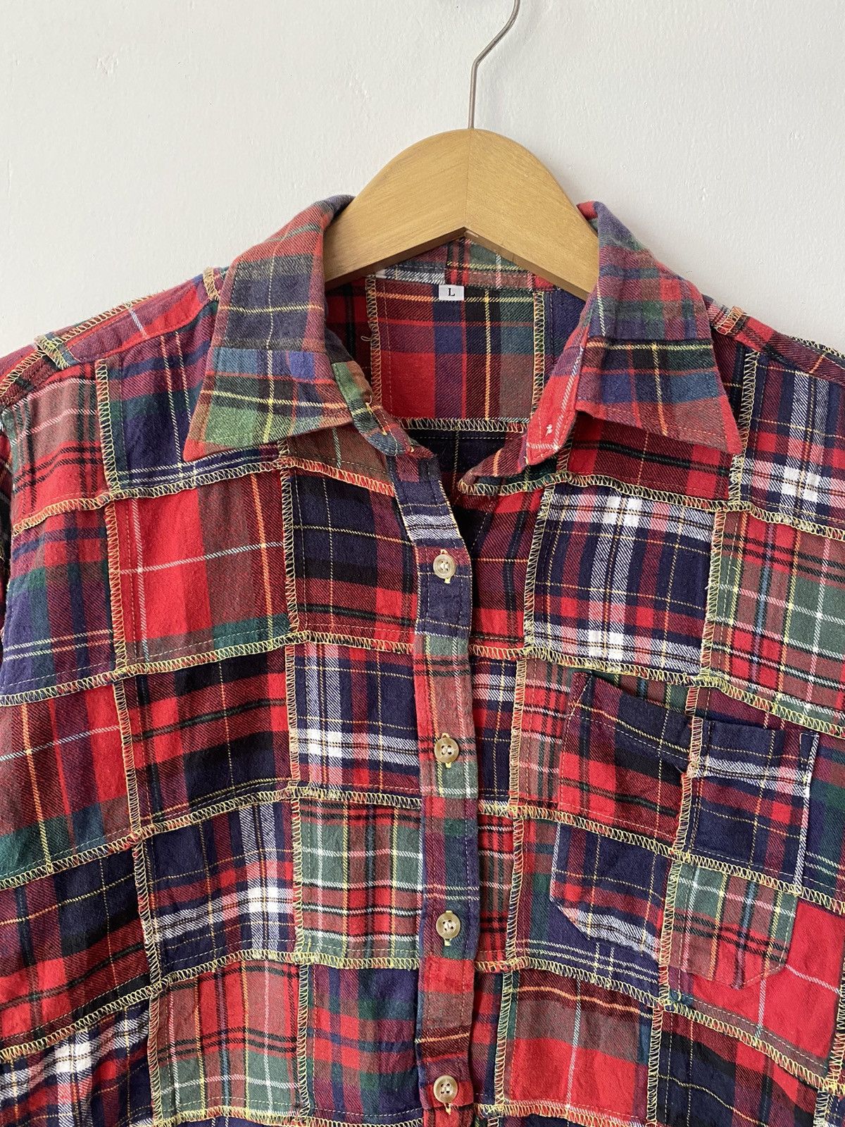 Japanese Brand × Polo Ralph Lauren × Vintage VINTAGE JAPANESE PATCHWORK FLANNEL PLAID SHIRT Size US L / EU 52-54 / 3 - 3 Thumbnail