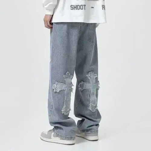 Japanese Brand Streetwear Hip Hop Low Rise Baggy Jeans Size US 35 - 2 Thumbnail