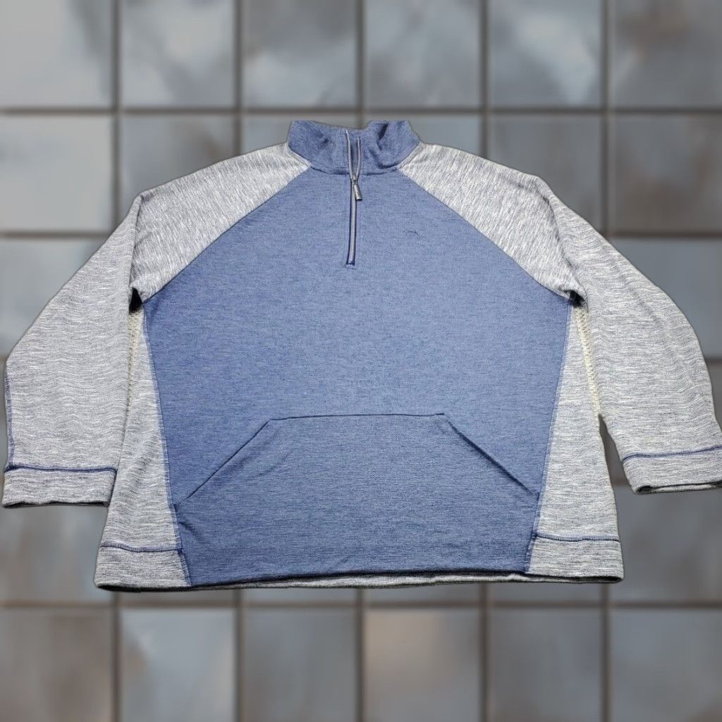 Tommy Bahama Tommy Bahama Pullover 1/4 Zip Long Sleeve Mens XL Blue Gray Heather Casual Size US XXL / EU 58 / 5 - 1 Thumbnail