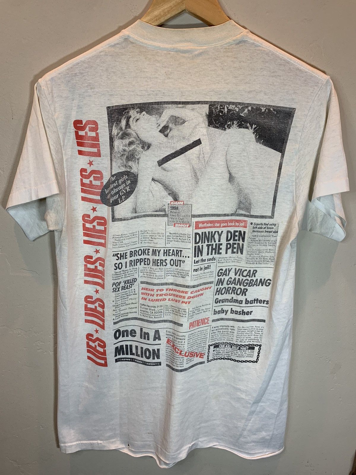 Band Tees × Guns N' Roses × Vintage RARE* Vintage 80’s Guns ‘N Roses Lies Tour Banned Band Shirt Size US L / EU 52-54 / 3 - 2 Thumbnail