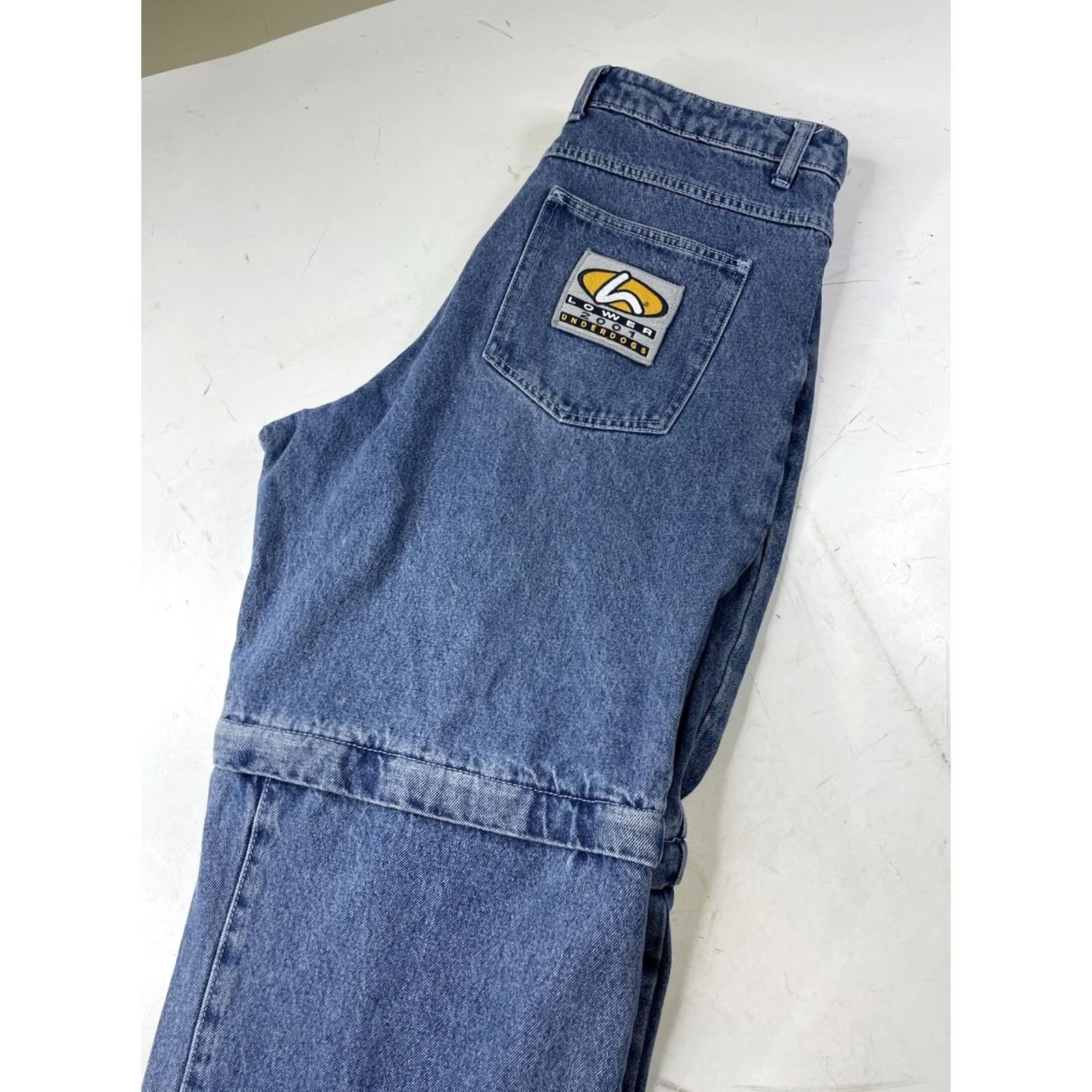 Vintage VINTAGE Lower Jeans Wide-Leg Baggy Skater Denim 90s Y2K Grunge Regular Men L Blue Convertible Shorts Size US 33 - 3 Thumbnail