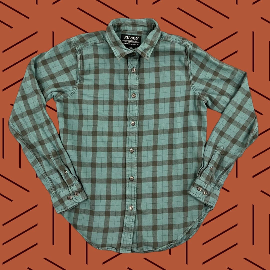 Filson Filson Flannel Shirt Womens Medium Green Gray Plaid Button Up L/S Hiking Outdoor Casual Shirt Women Regular Fit Size M / US 6-8 / IT 42-44 - 1 Thumbnail