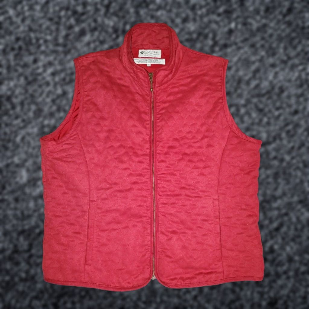 Vintage Columbia Vest Women's XL Red Quilted Reversible Zip 90s Outdoor Casual Vintage? Size XL / US 12-14 / IT 48-50 - 1 Thumbnail