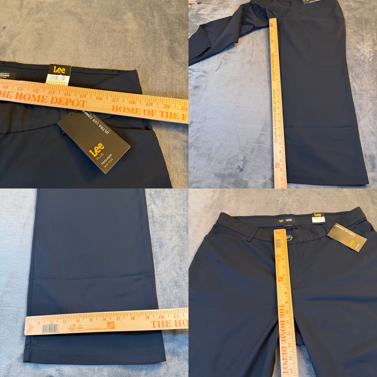 Lee Lee Trouser Mid Rise Black Pants Flex Motion Womens Plus size 18W Petite NWT Size 40" / US 18 - 8 Thumbnail