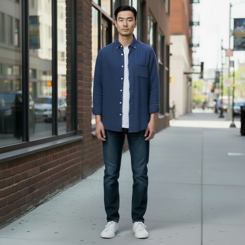 Joe's NWT New Joe's Cotton Gauze Camp Navy Long Sleeve Shirt Size Size US S / EU 44-46 / 1 - 1 Thumbnail