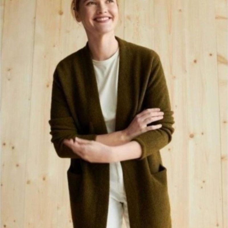 Neiman Marcus Jenni Kayne Merino Wool Yak Olive Green Open Cardigan SZ S Size S / US 4 / IT 40 - 2 Thumbnail