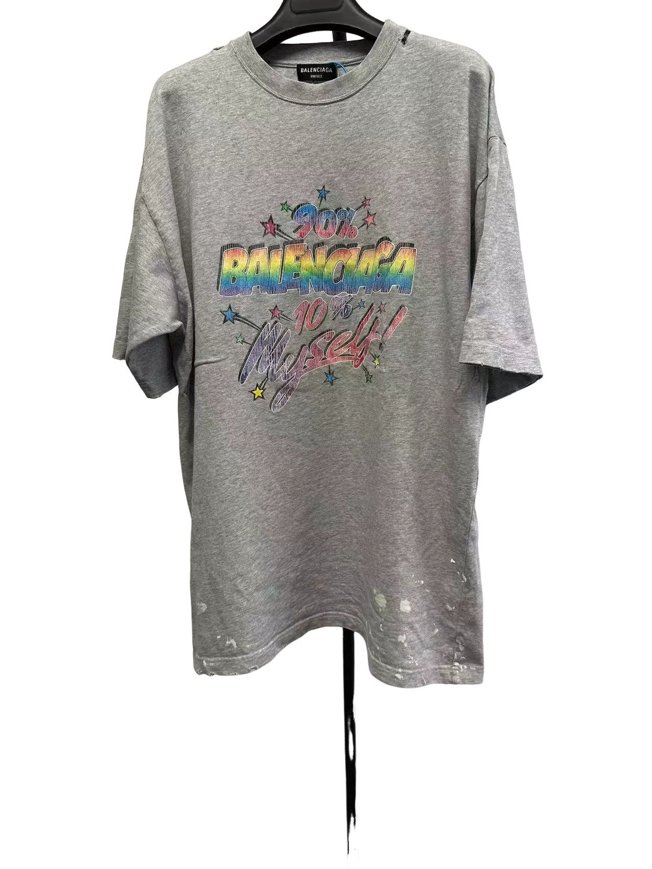 Balenciaga Balenciaga Rainbow Print Distressed T-Shirt XS Size US XS / EU 42 / 0 - 1 Thumbnail