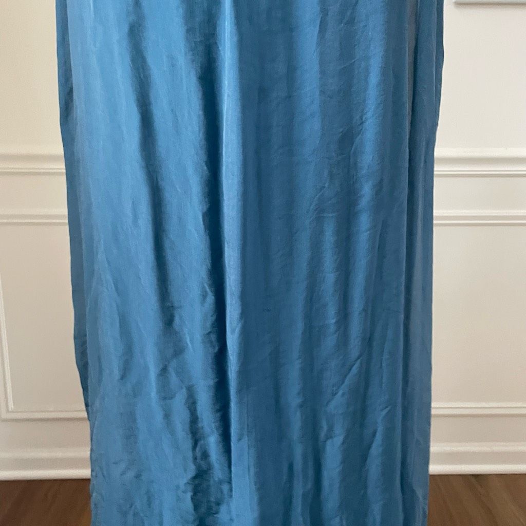 Other Gigi Moda Italy Venus Silk Maxi Dress Teal Blue M L $115 OSFM Size M / US 6-8 / IT 42-44 - 4 Thumbnail