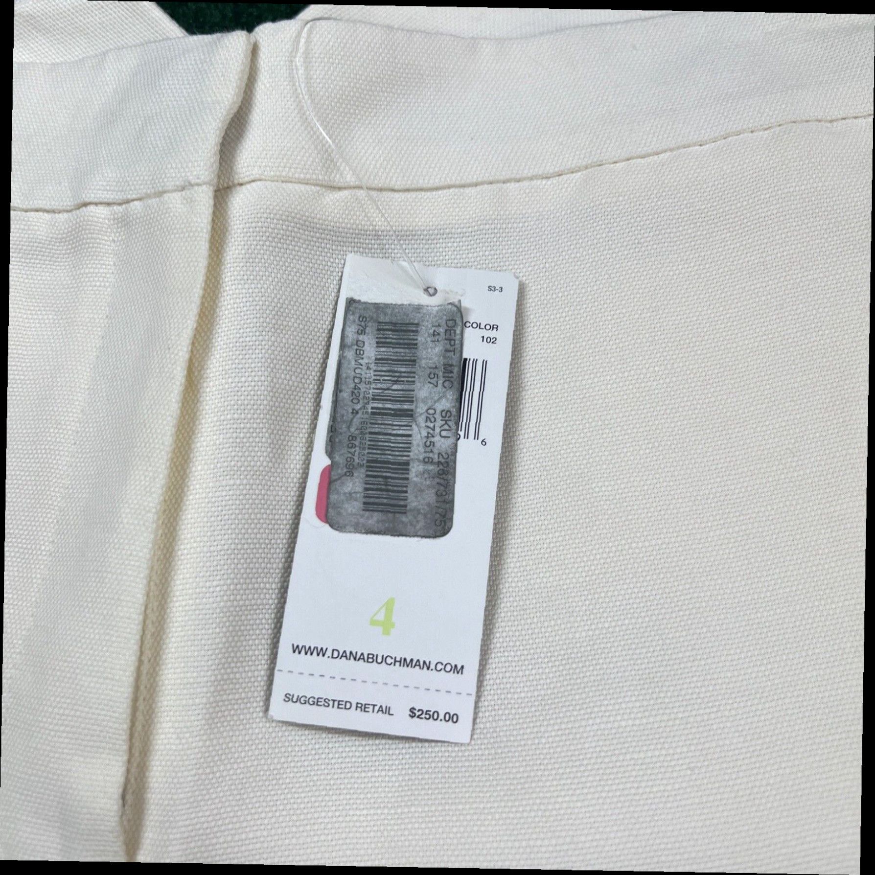 Vintage Dana Buchman Womens Pants size 4 Ivory Linen Blend Lined Pockets New 29x32 $250 Size 27" / US 4 / IT 40 - 4 Thumbnail