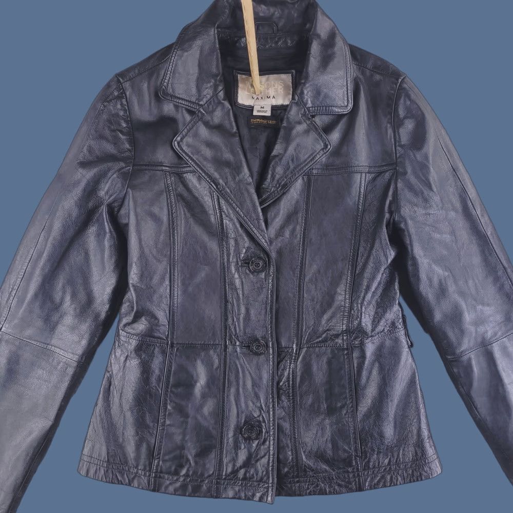 Vintage Wilsons Leather Jacket Womens Medium Black Maxima Real Genuine - Jacket - Women - M - Black - Solid - Basic Jacket Size M / US 6-8 / IT 42-44 - 1 Thumbnail
