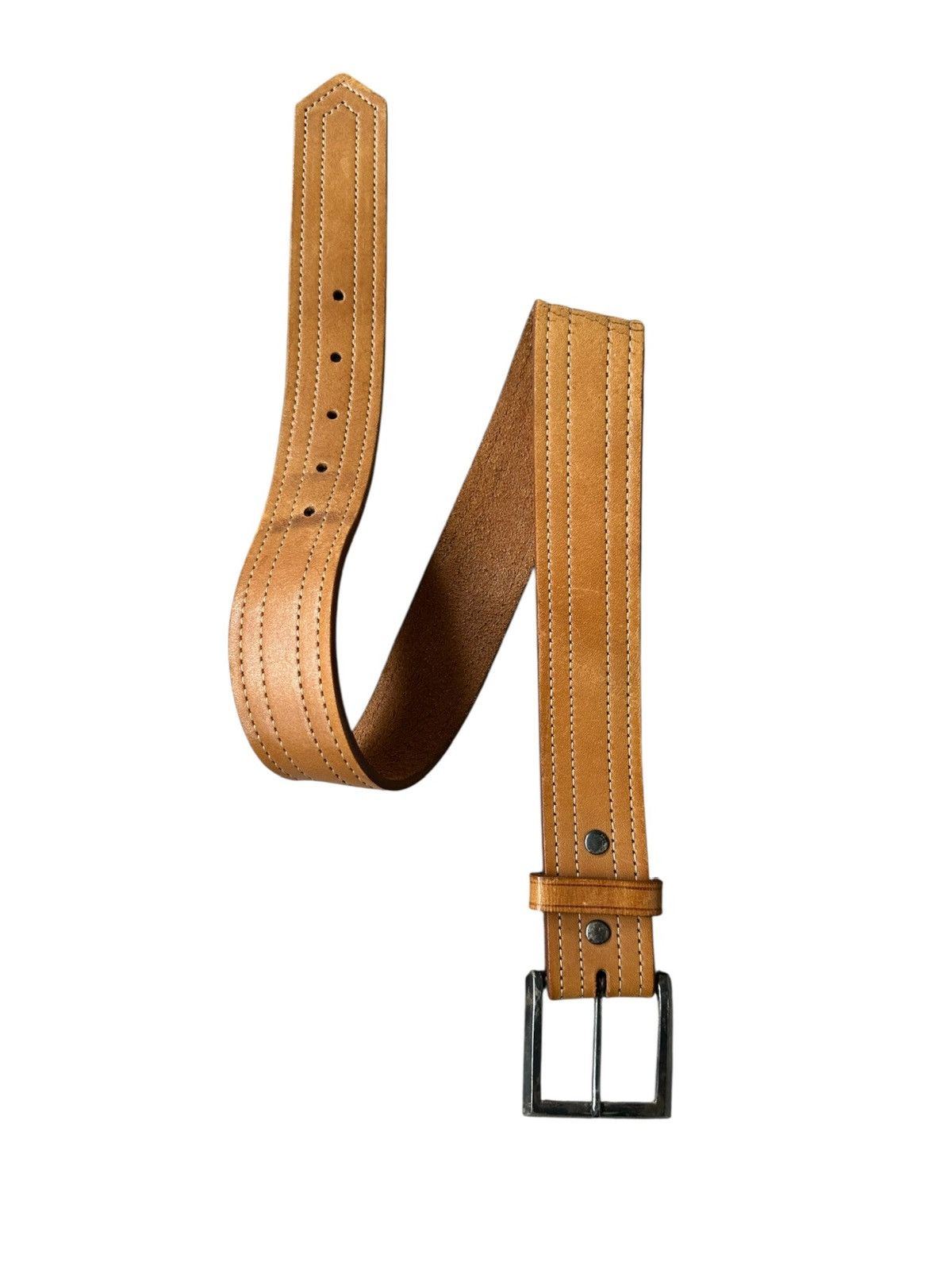 Yohji Yamamoto 00's Y's Bis avant-garde fully leather belt Size 28 - 3 Thumbnail