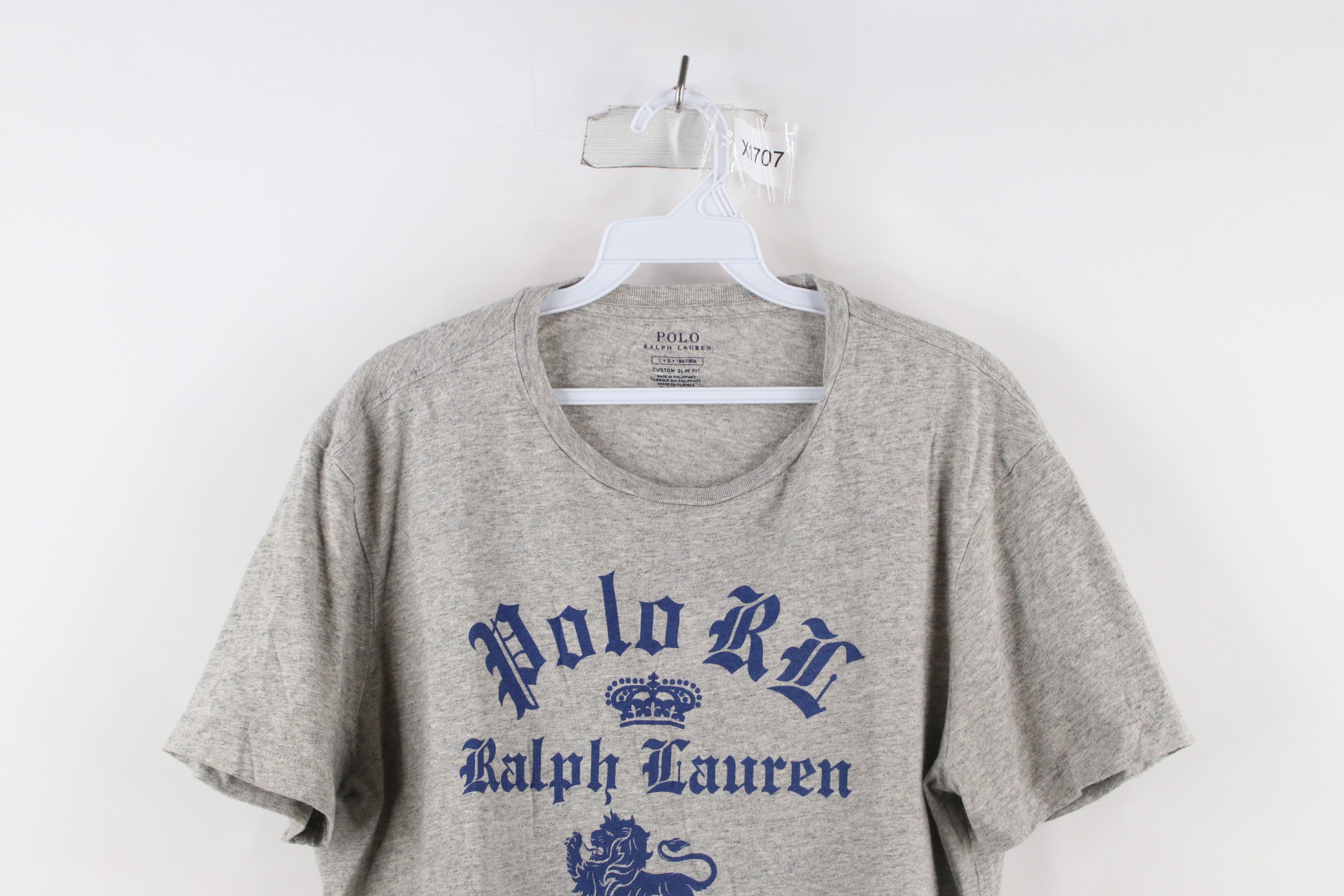 Ralph Lauren × Vintage Vintage Ralph Lauren Old English Spell Out Lion T-Shirt Gray Size US L / EU 52-54 / 3 - 2 Thumbnail
