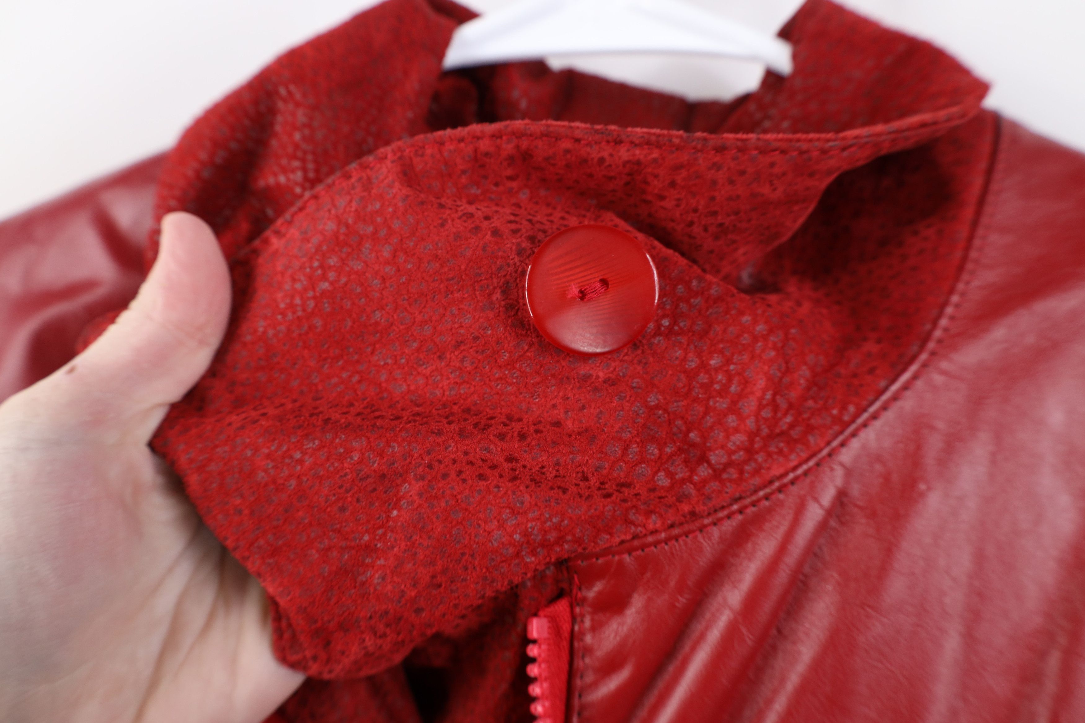 Vintage Vintage 90s Streetwear Leather Bomber Jacket Red USA Size M / US 6-8 / IT 42-44 - 5 Thumbnail