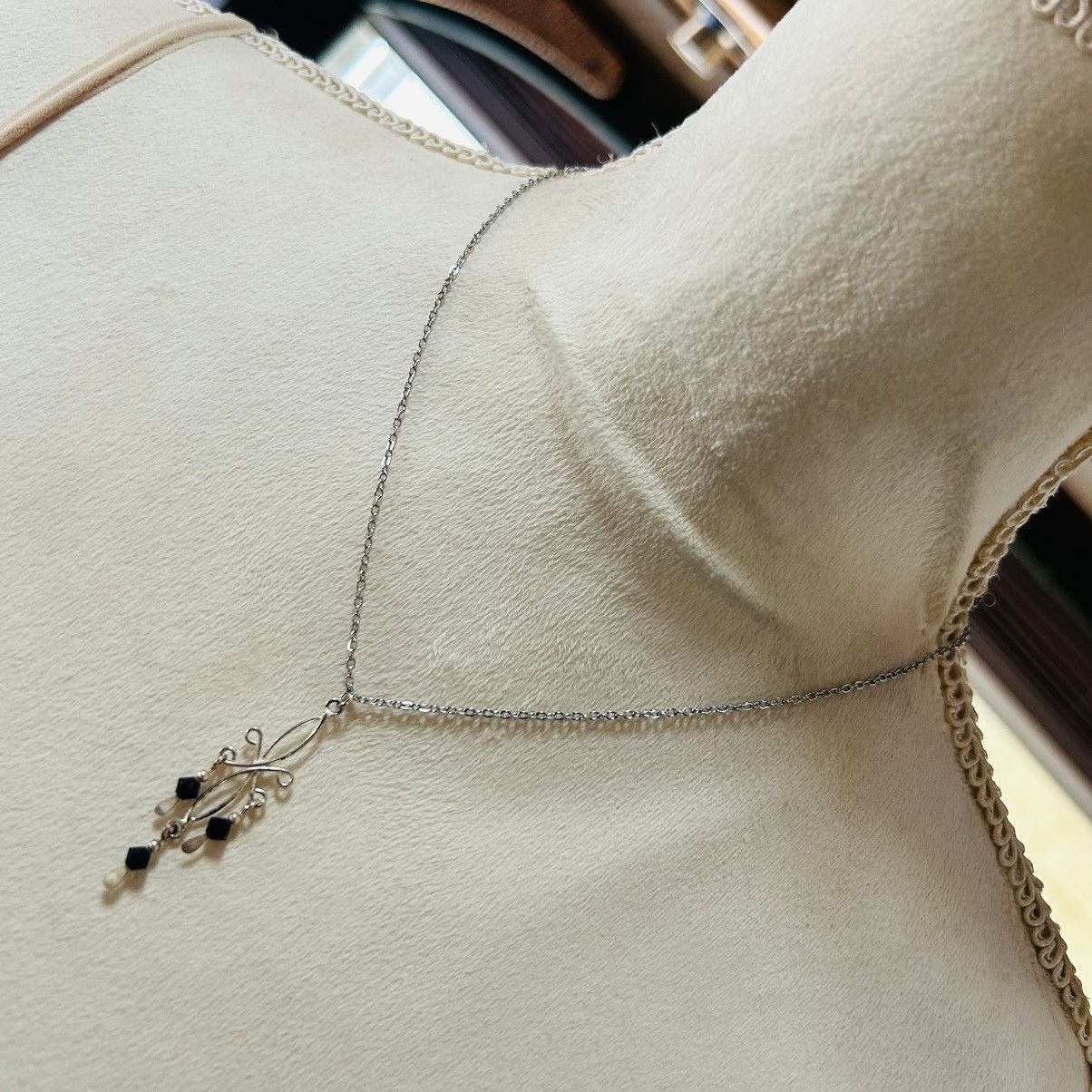 Vintage Vintage black crystal bicone chandelier pendant necklace Size ONE SIZE - 2 Thumbnail