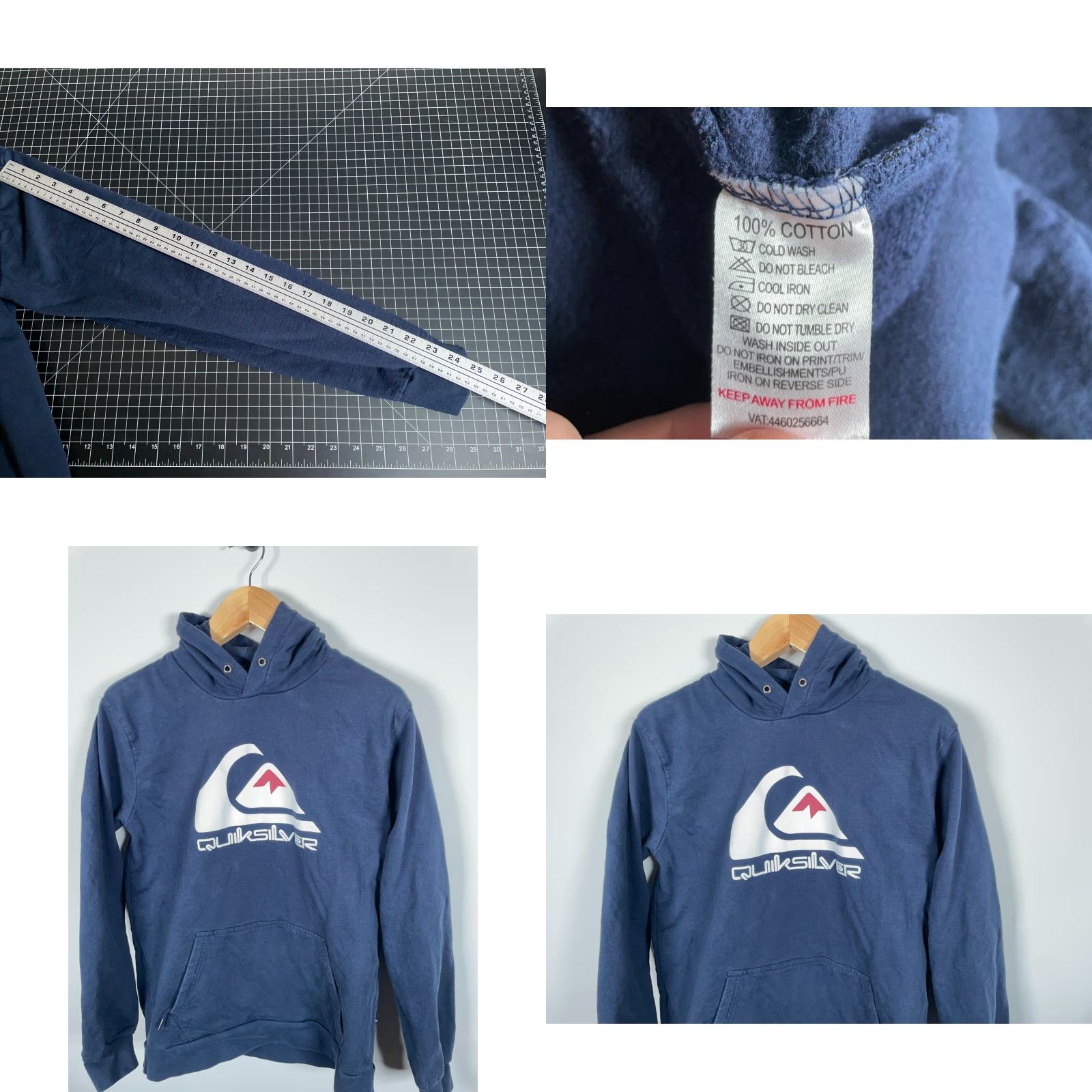 Quiksilver VINTAGE Quiksilver Hoodie Men's L Dark Blue Logo Pullover 90s Skating Y2K Graphic Print Pocket Show Size US L / EU 52-54 / 3 - 8 Thumbnail