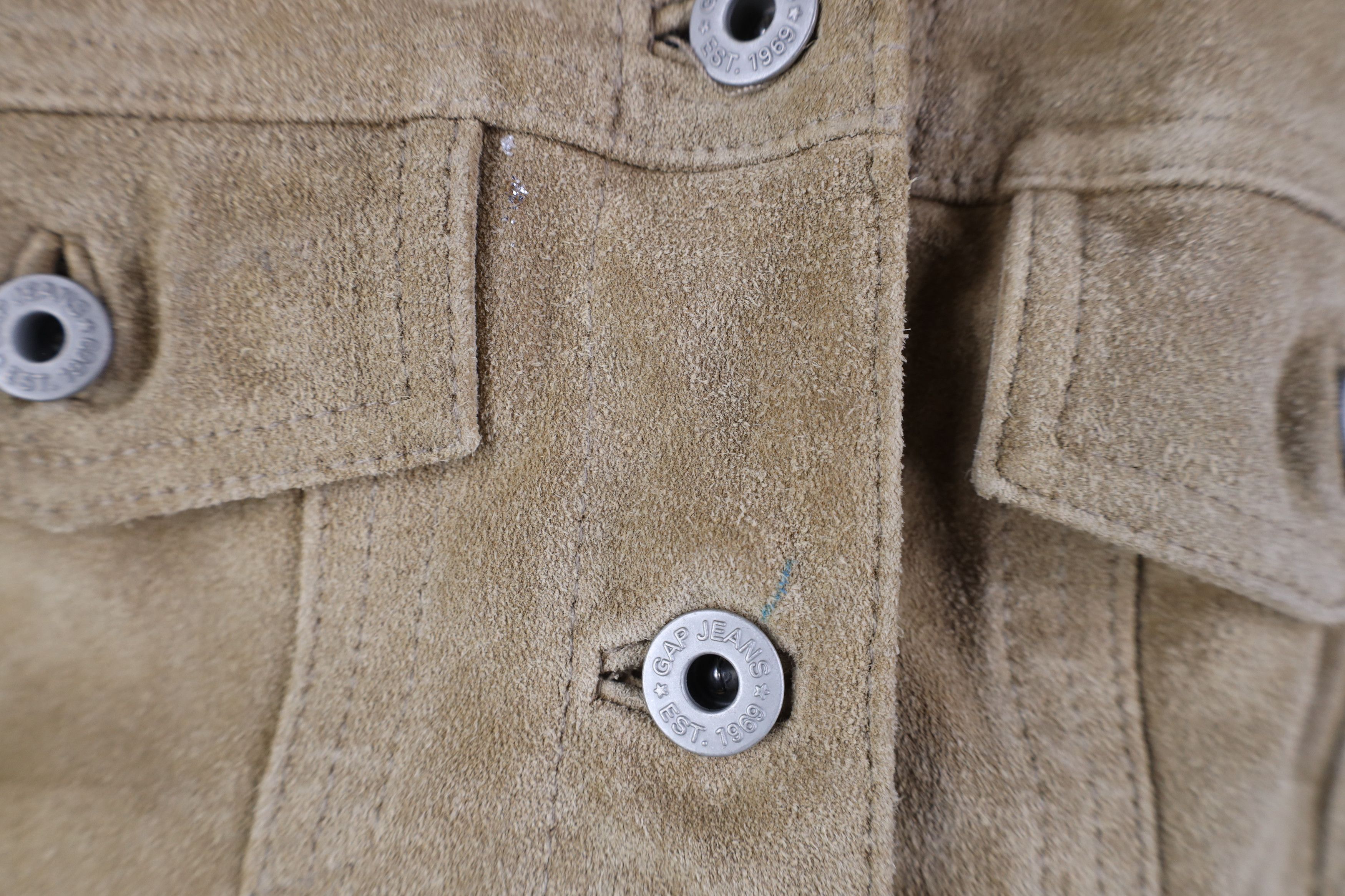 Gap Vintage 90s Y2K Gap Babydoll Leather Trucker Jacket Beige Size XS / US 0-2 / IT 36-38 - 4 Thumbnail